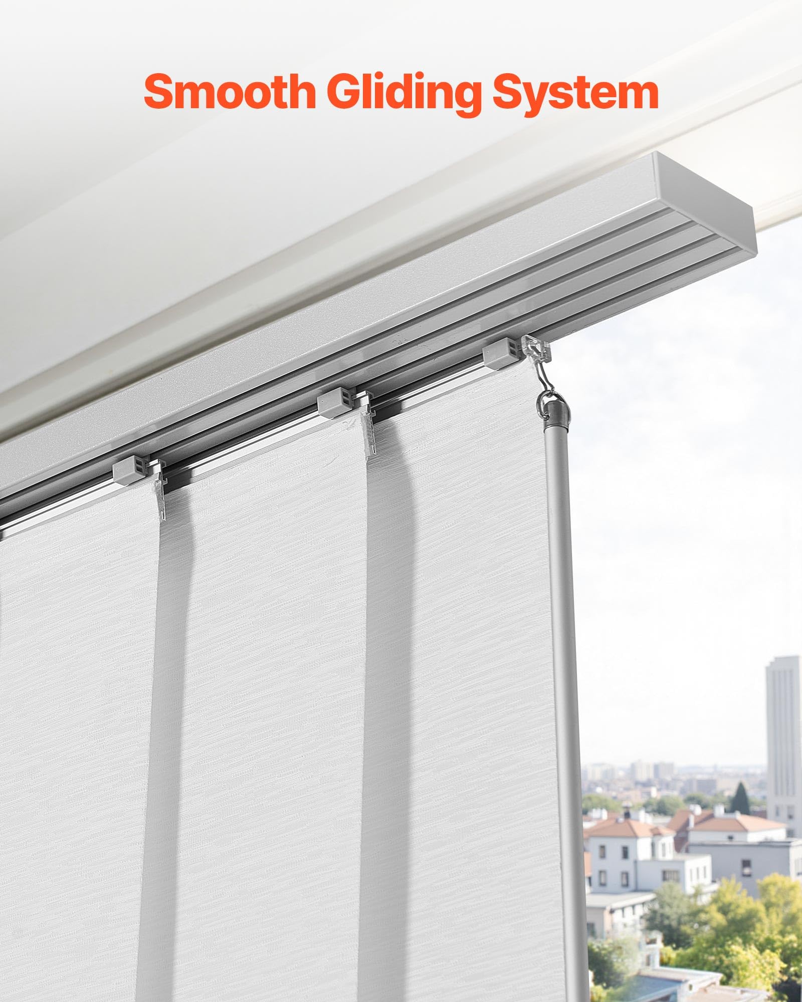 VEVOR Store à Panneaux sur Rail Extensible 116-218 cm de Largeur, Panneau Japonais Vertical Ajustable jusqu'à 243 cm de Hauteur, pour Portes Coulissantes, Séparation de Pièce, Fenêtres, Blanc