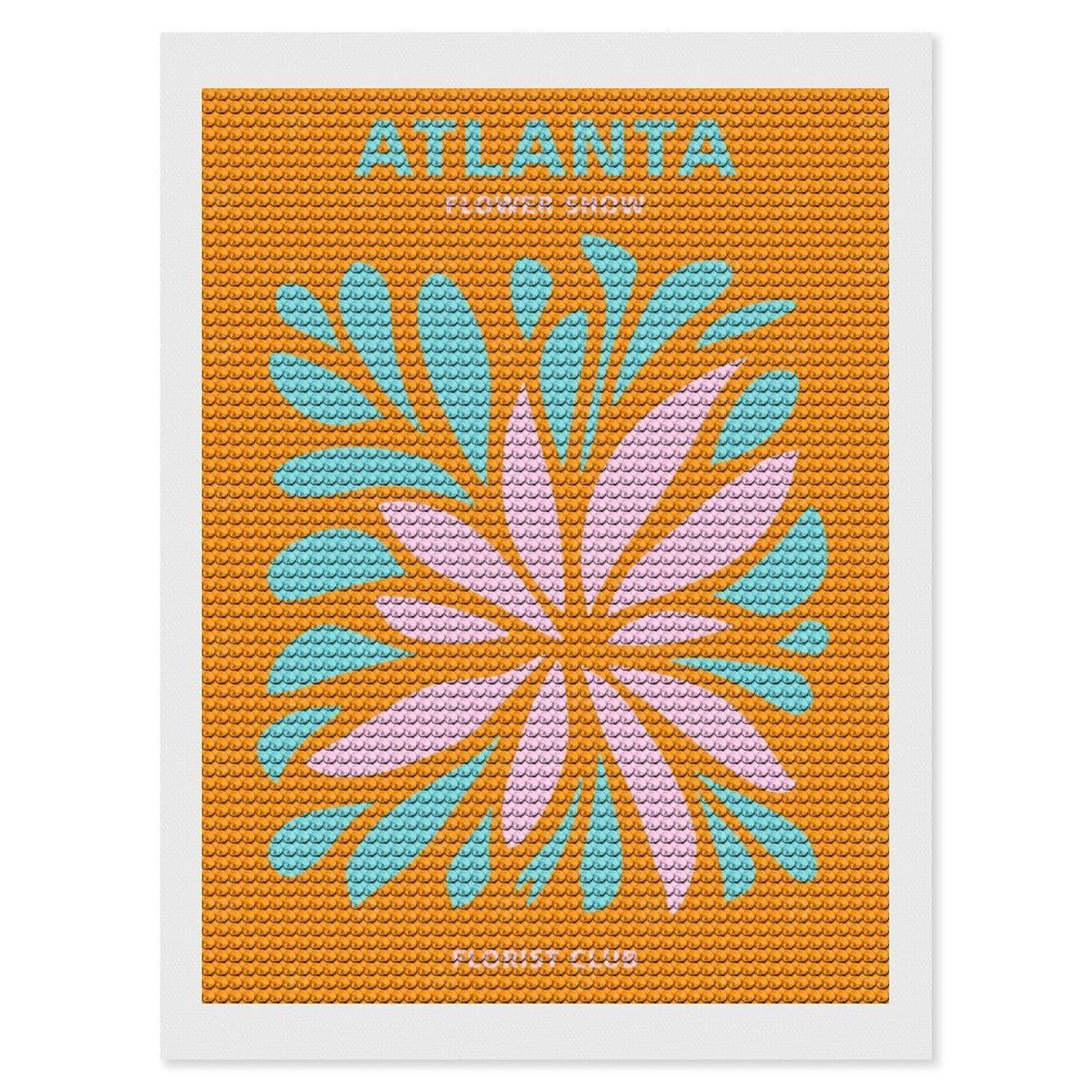 Junmoney Atlanta Florist Club Diamond Art Canvas 12"x16", Easy Handmade Project, Complete Accessories, Bedroom Decor, Birthday Gift