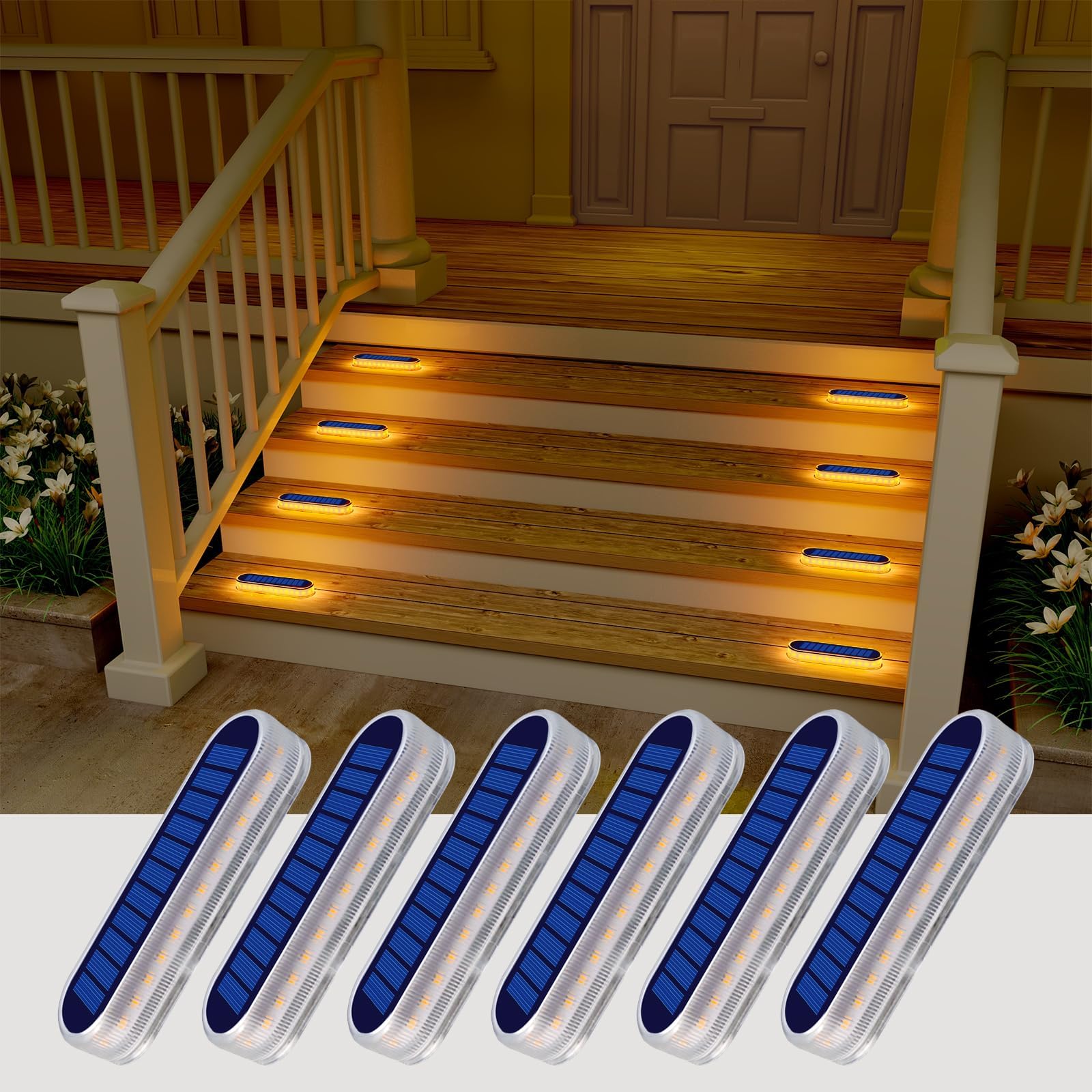 XLUX Solar Lights for Steps Decks Pathway Yard Stairs Fences, LED lamp