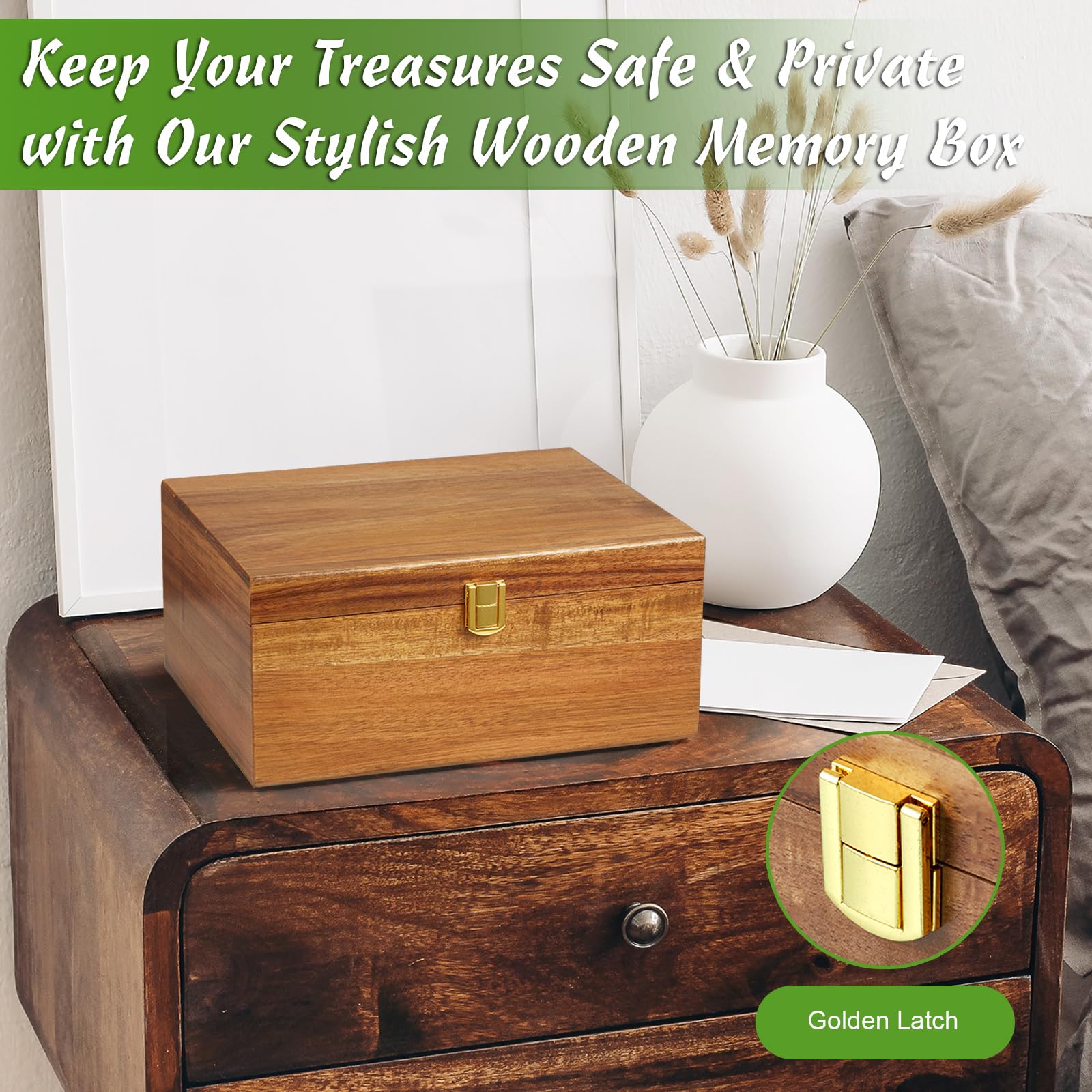 Amazon.com: DRASTAR Wooden Keepsake Box, Large Acacia storage box