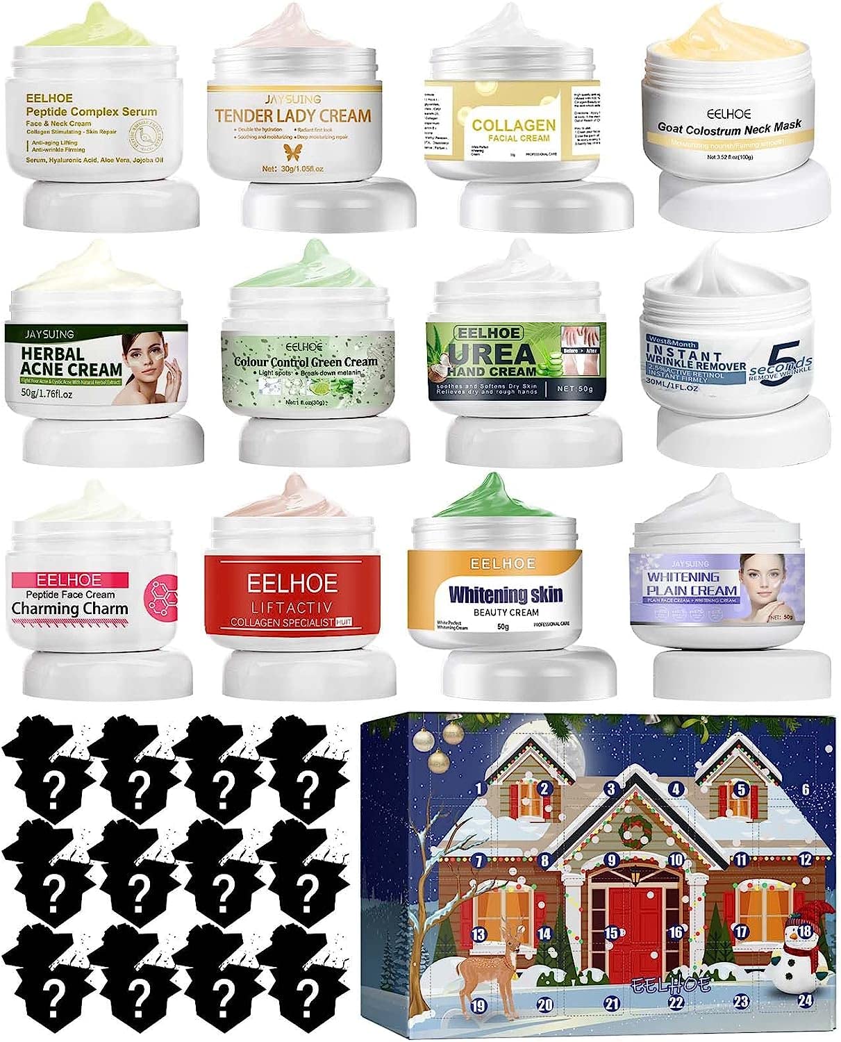 Skin Care Advent Calendar 2022 Moisturizing Cream, Surprises 24pcs Beauty, Cosmetics, Makeup Set Christmas Advent Calendar,Christmas Countdown Calendar Blind Box Gift for Women Girl
