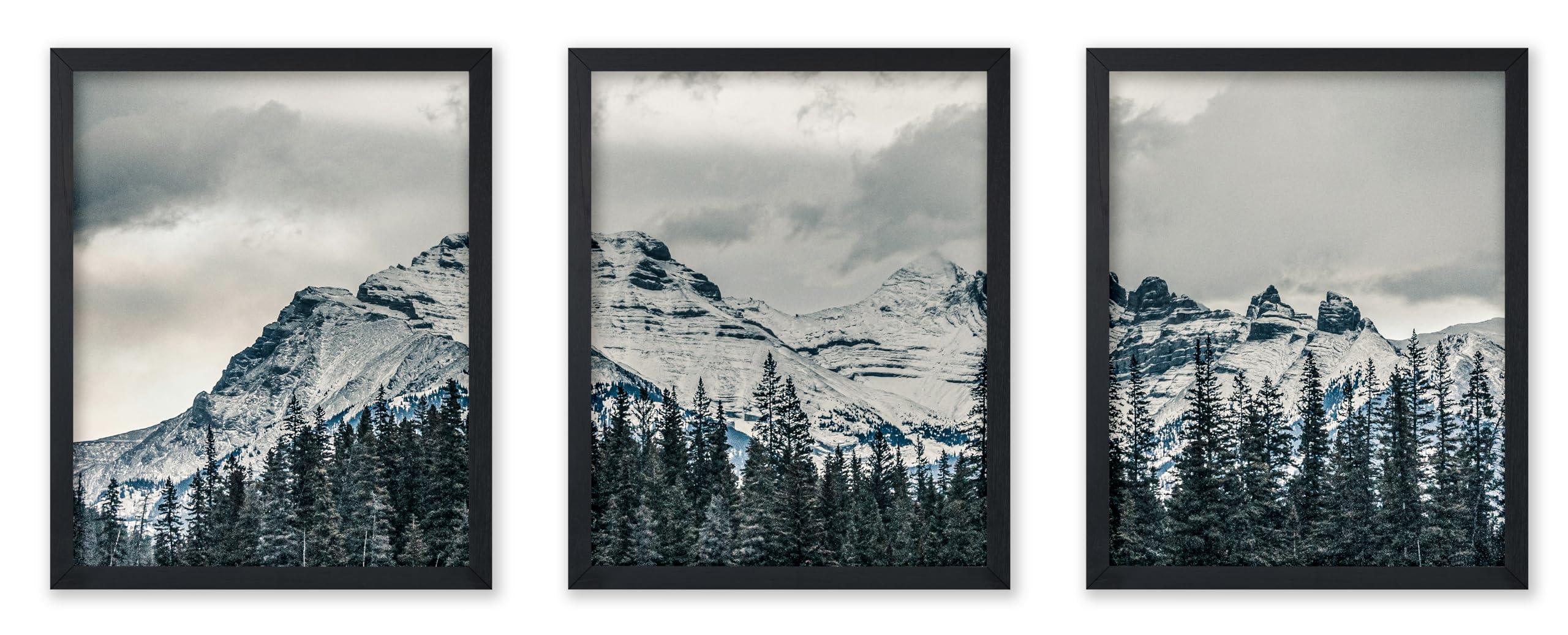 Poster Master 3-Piece Snowy Mountain Print - Forest Poster - Winter Photography Art - Modern Gift for Men, Women & Nature Lover - Landscape Decor for