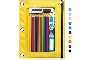 Forvencer Binder Pencil Pouch for 3 Ring Binder with See-through Window, Yellow