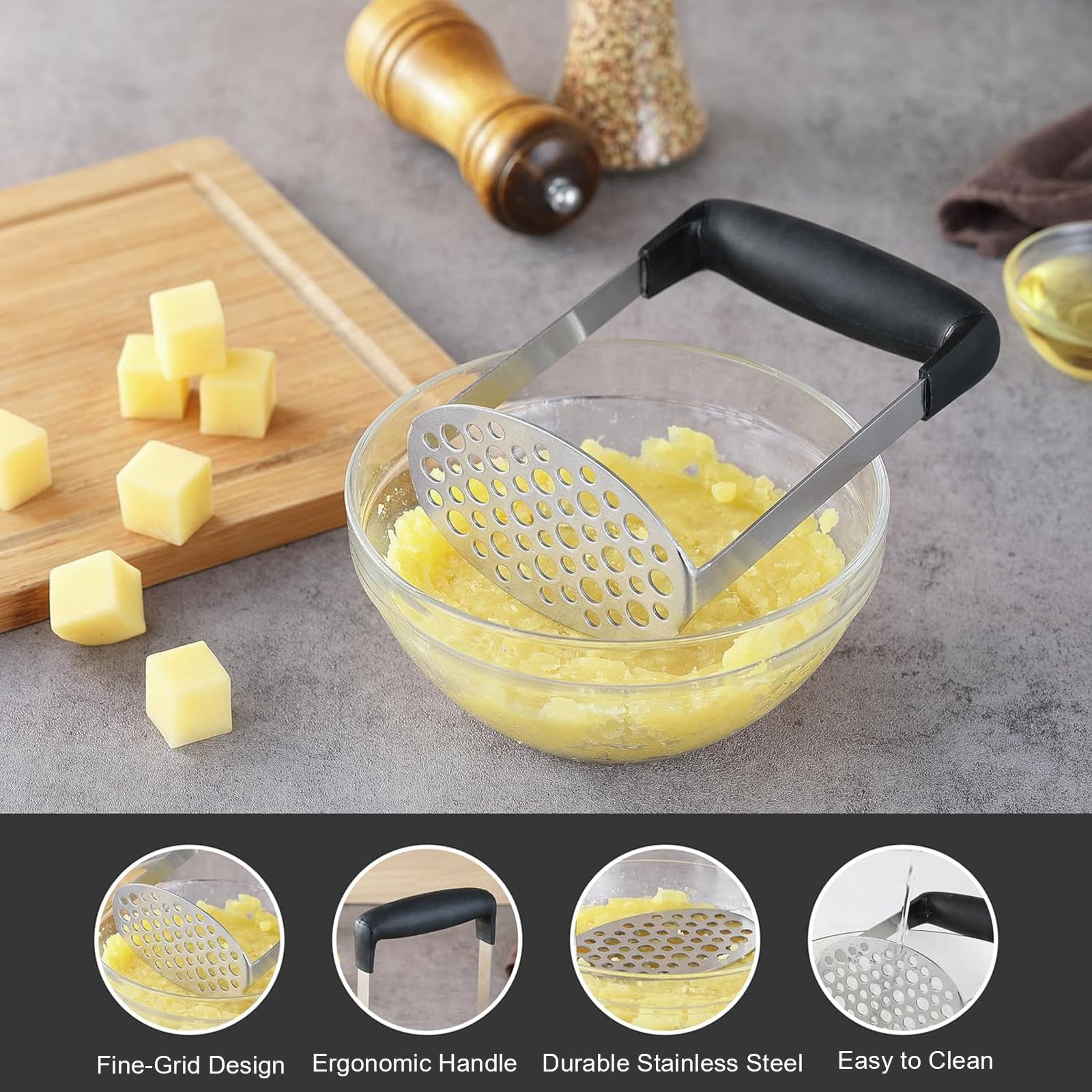 Xinlie Presse Légumes En Acier Inoxydable - Presse-Purée Robuste Pour Pommes De Terre, Légumes Et Spaetzle