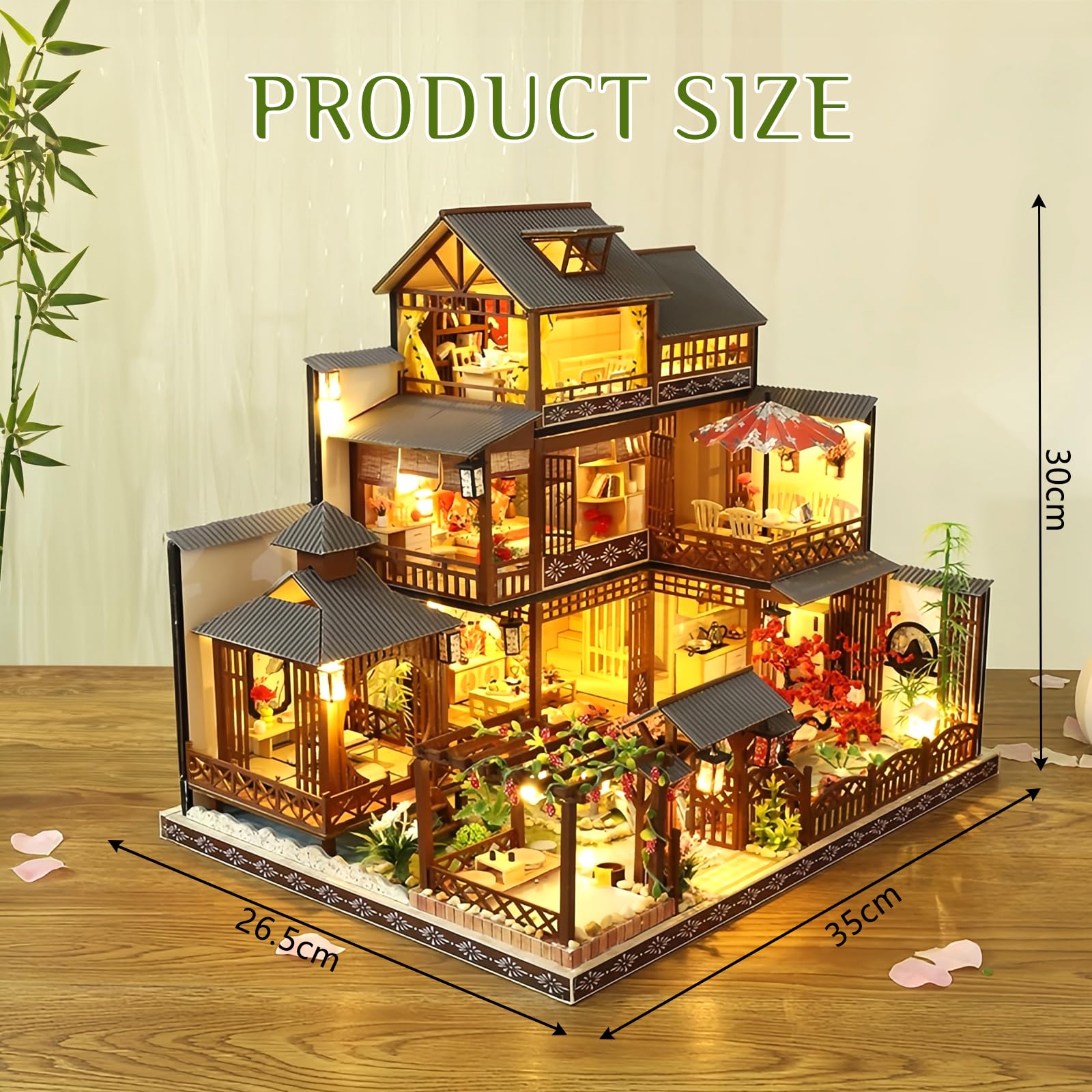 Cuteefun DIY Miniature Dollhouse Kit, Wooden Dollhouse Kit with LED Light - Image 2