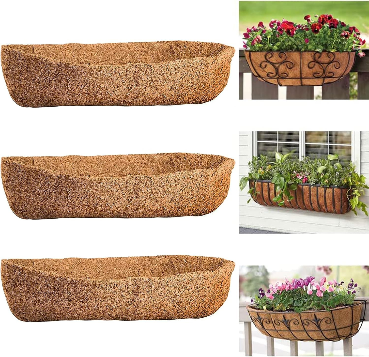 LCHUANG 3Pack 30 Inch Coco Liners for Planters, Trough