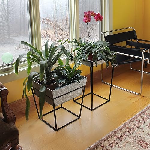 Miniatura 5 de Achla Designs Arne soporte para plantas, 22 pulgadas de alto con bandeja galvanizada poco profunda