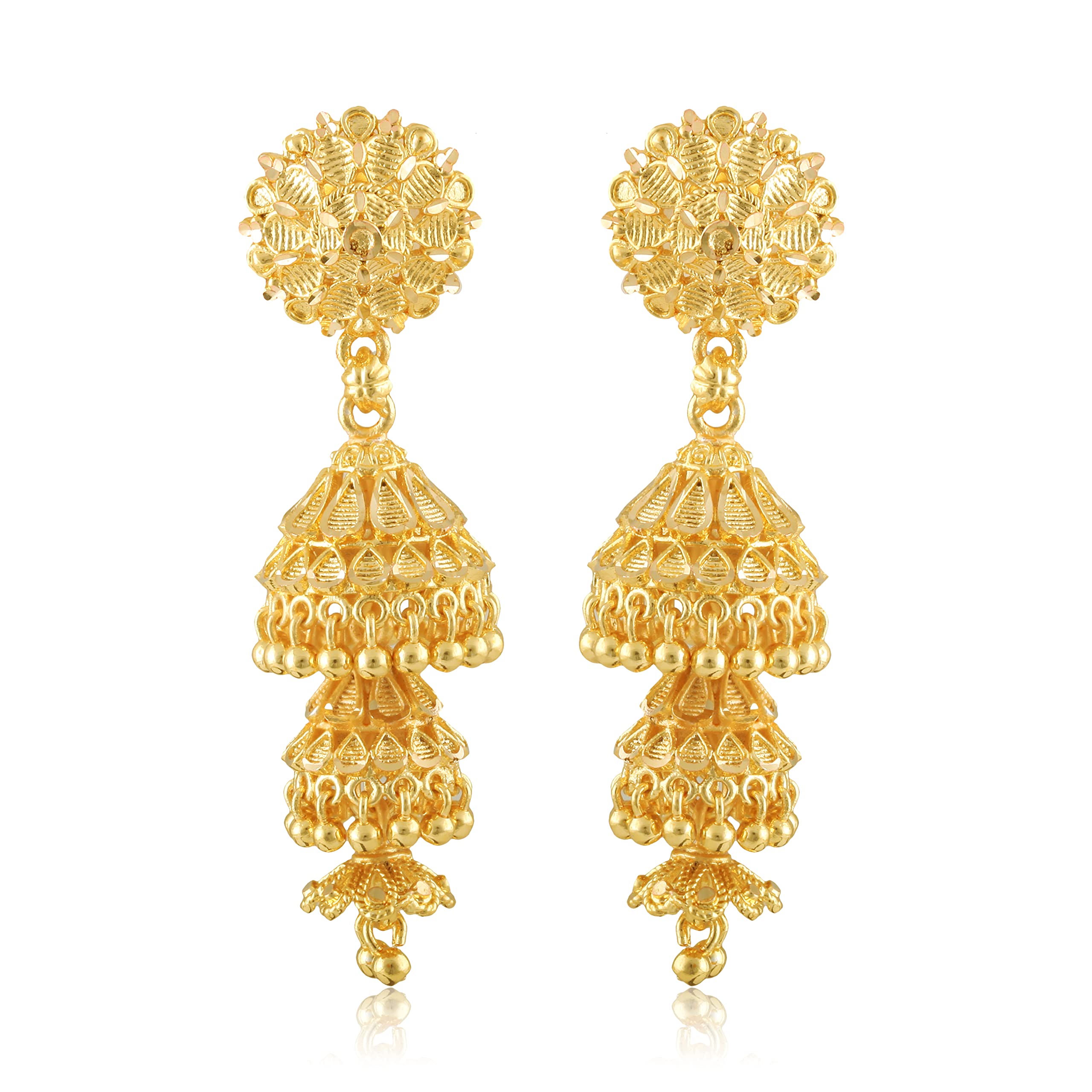 MEENAZ Traditional Temple One Gram Gold Brass Copper South Indian Screw Back Studs Meenakari Stone Ear Chains Hair Peacock Jhumkas Jhumka Earrings Combo for Women Girls Wedding chain -GOLD JHUMKI-M226 (B09Z7YH5FS) Amazon Price History, Amazon Price Tracker