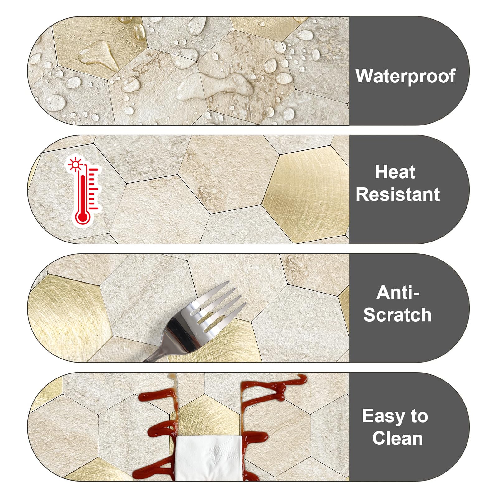 Azulejos Metálicos Adhesivos, Azulejos Autoadhesivos de 4mm de Grosor para Salpicadero con Despegar y Pegar de Metal Cepillado, 10 Hojas/Paquete