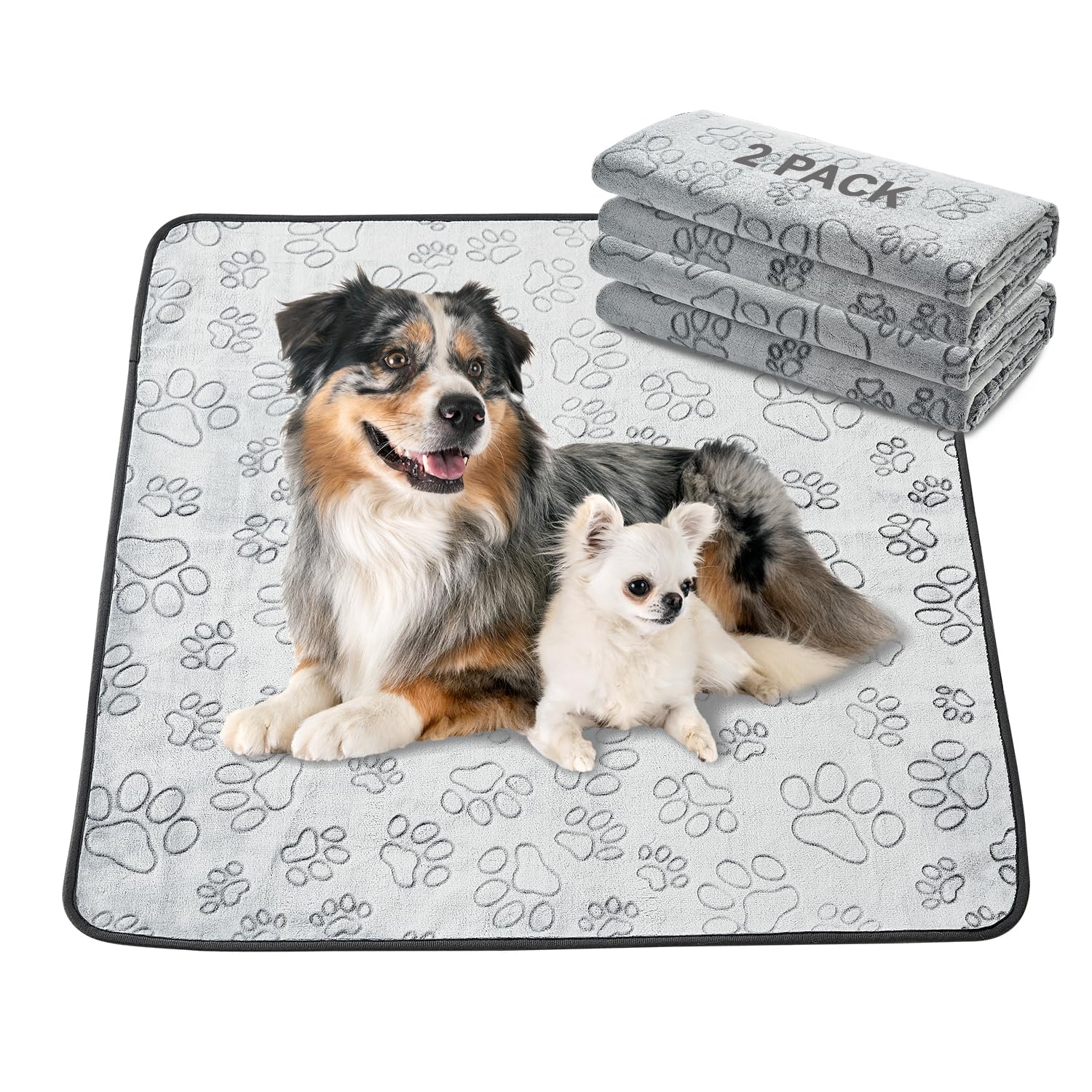 Qeils Reusable Puppy Pads, 2 Pack Washable Pee Pads for Dogs, Non Slip Wee Wee pad, Absorbent and Leakproof Training Mats for Potty, Crate, Playpen, Bed, Sofa, 41"x 41"