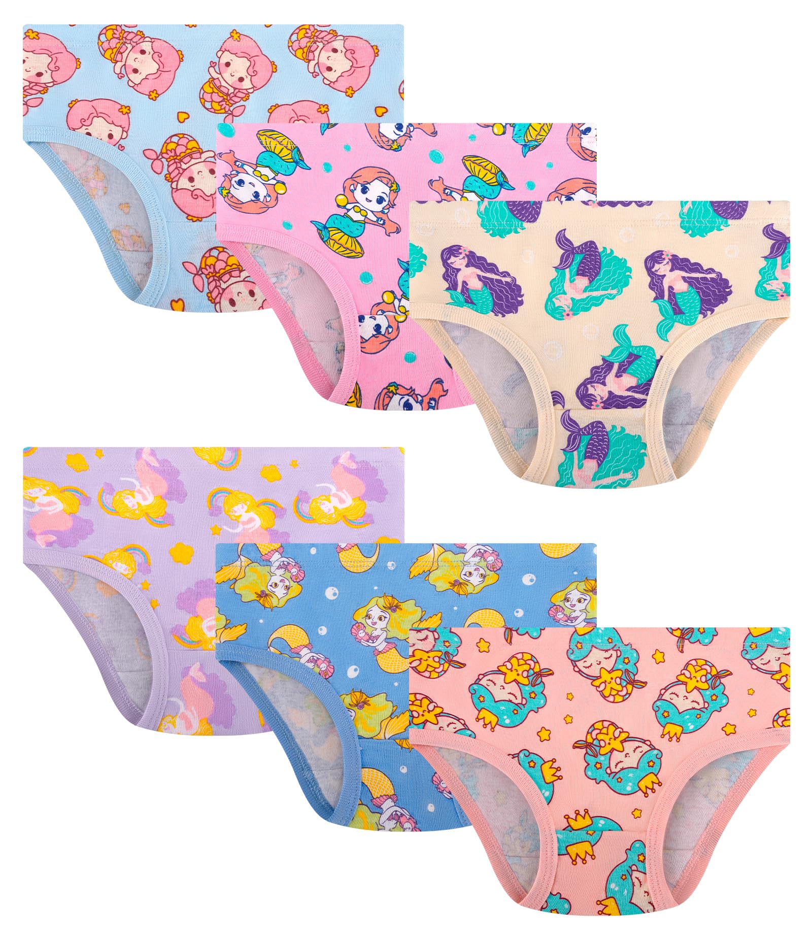 DAUGHTER QUEEN Girls and Toddlers 100 Cotton Underwear Tagless Soft Panties Size 2-3T 4-5T 5-6 7-8 6-Pack