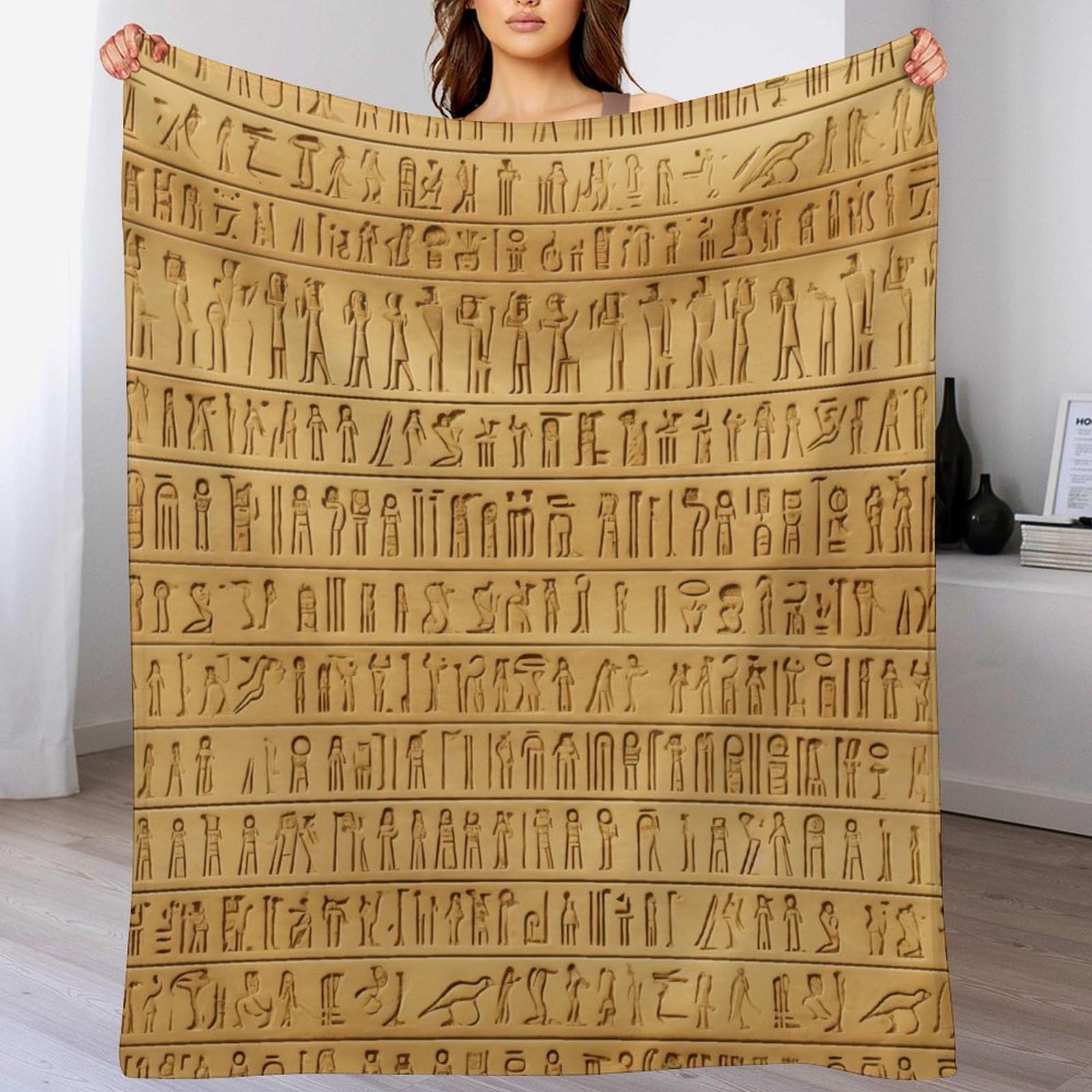 Couverture Polaire en Flannel Douce 180x200cm Plaid Peluche Égypte Lit