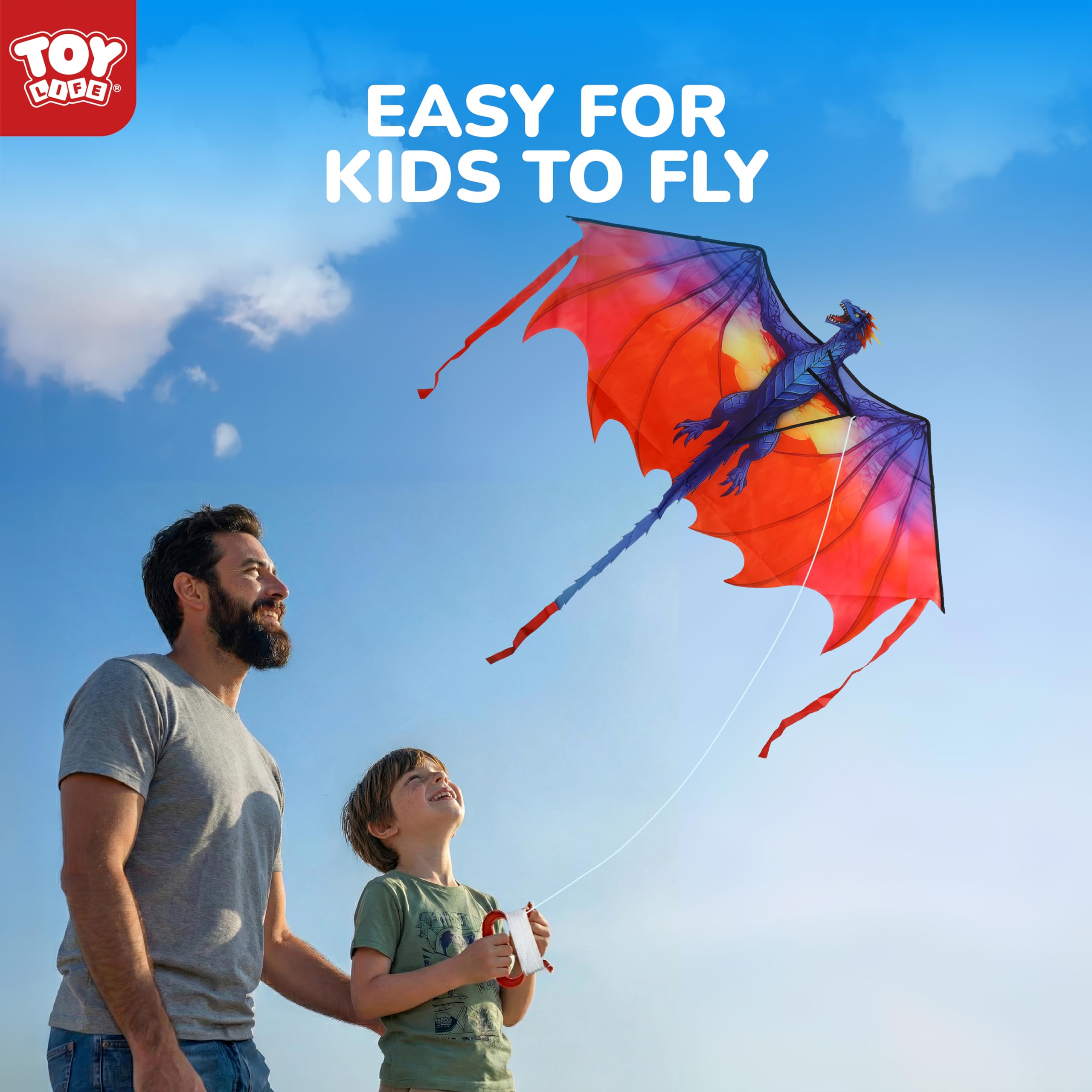 TOY Life 55.9'' Kites Easy to Fly for Kids Adults with 328.1 FT String, Beach Kite Outdoor Game Outside Toys Activity, Beach Toys for Kids, Gift for Boys Ages 4-8 - 4