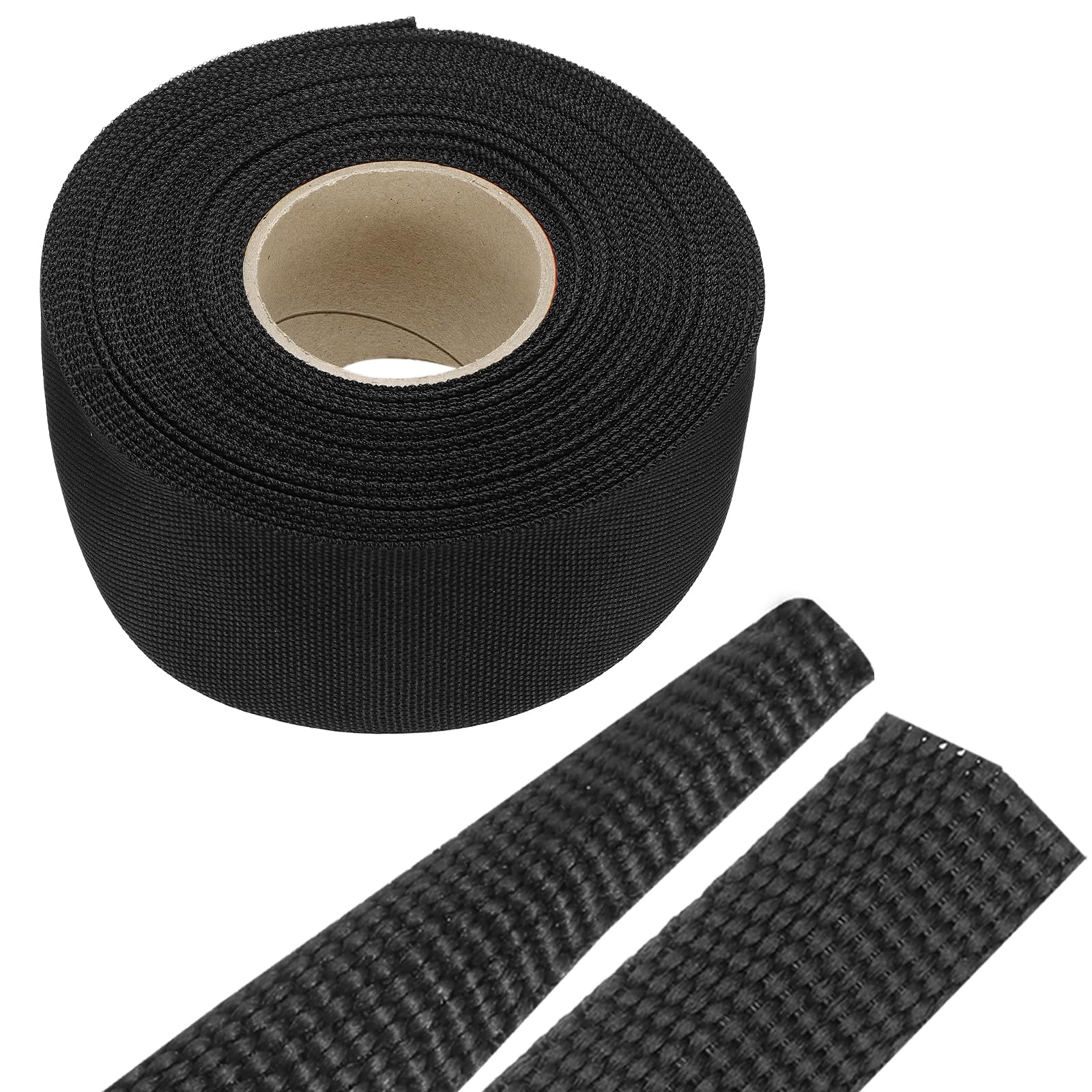 sourcing map Braided Cable Sleeves Heat Shrinkable Fabric Sleeving, 1 9/16" 40ft Black 2:1 Ratio Heat Shrinkable Cord Protector for Harness Cable, Network Cable Protection, Cable Management — image 1