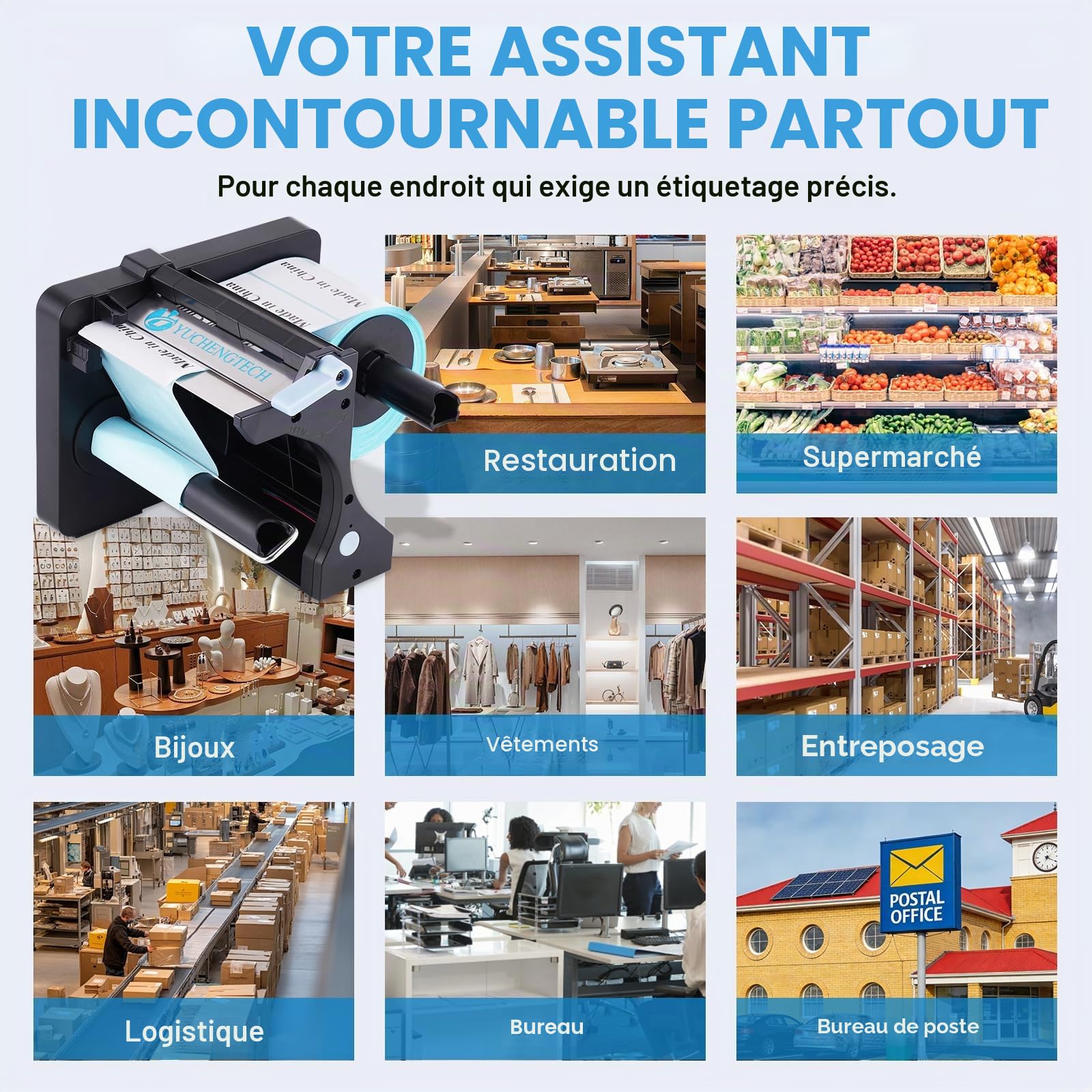 YUCHENGTECH Distributeur D'étiquettes Automatique 3 Vitesses Réglable | Distributeur Etiquette Autocollante Largeur 20-130mm, Longueur 20-130 mm pour Étiquettes Autocollantes/Pet/PVC