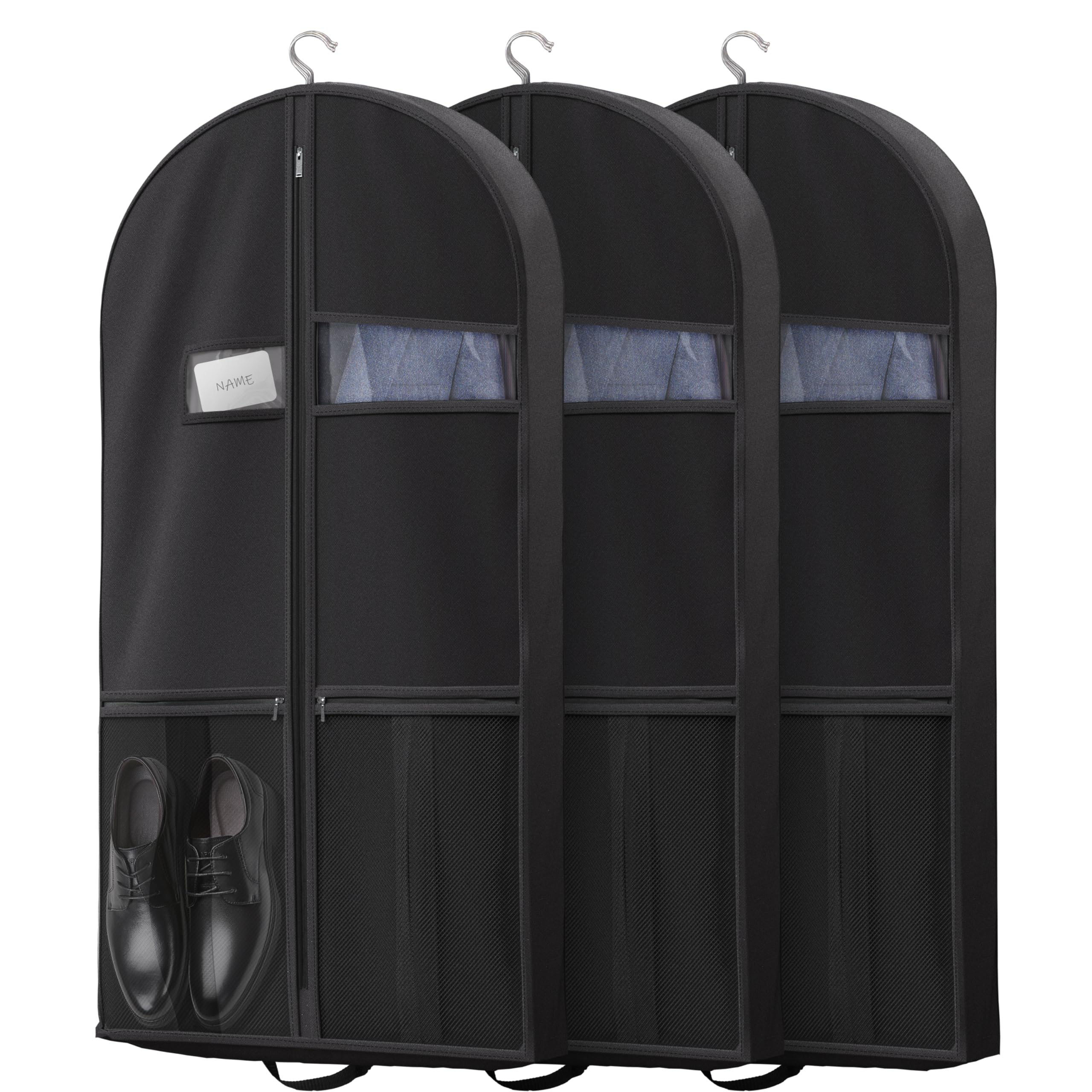 Travel Garment Bag with Zipper Pocket, Suit Bag for Suits, Dresses, Coats