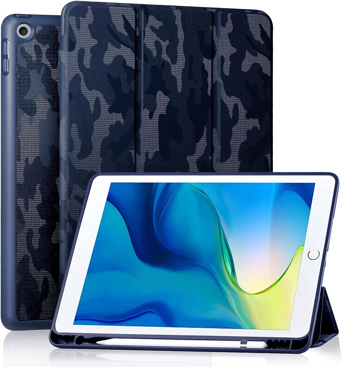 HB PLUS Protective Case Includes A Soft TPU Back, Auto Sleep/Wake Cover, and Pencil Holder, Compatible with iPad 10.2 Inch (CamouflageBlue) (B0CS6P3CBN) Amazon Price History, Amazon Price Tracker
