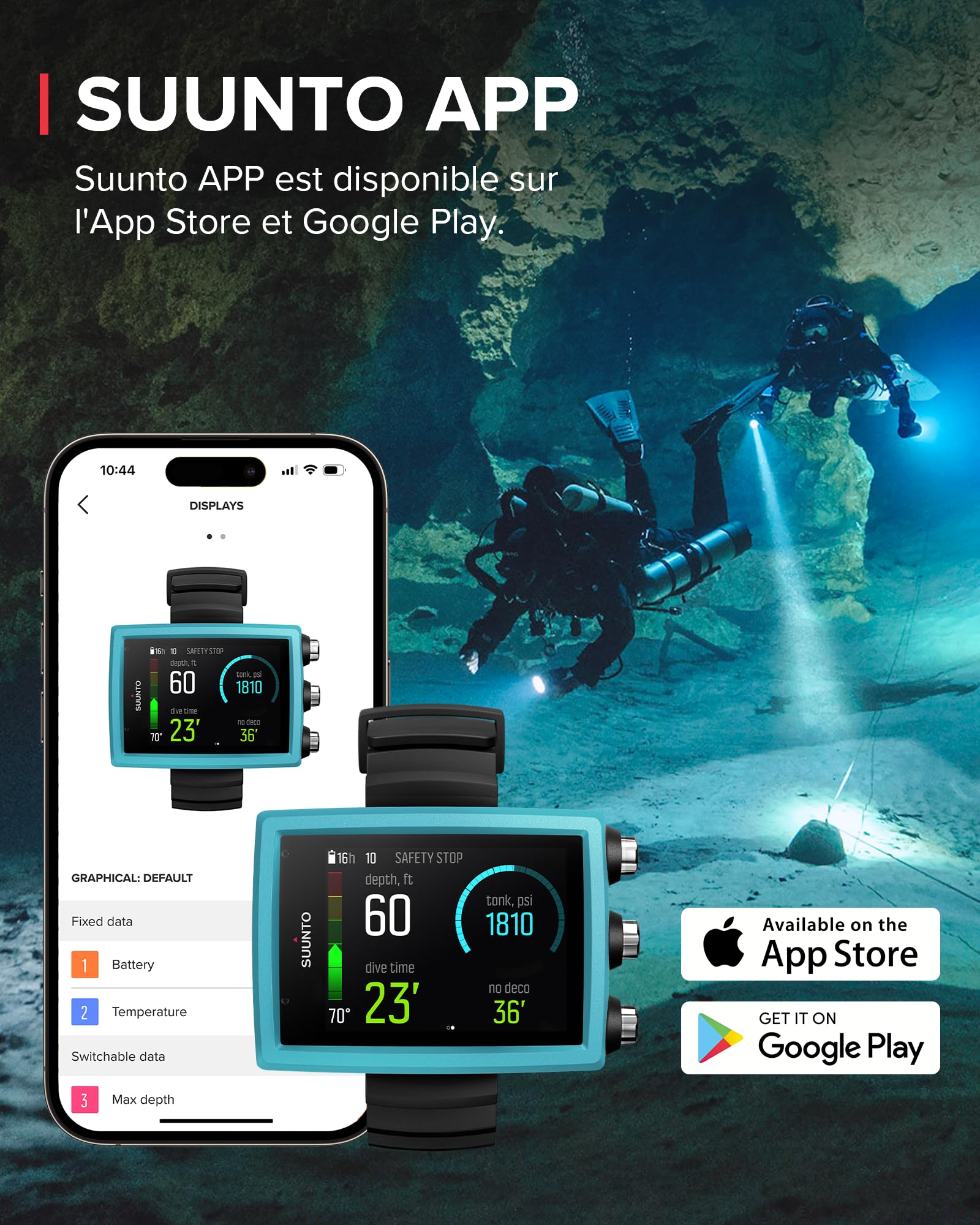 SUUNTO Dive EON Core Montre de Plongée Numérique avec Écran Couleur Facile à Lire, Étanche à 80m, Ordinateur sous-Marine avec Fonctions de Réveil, Chronomètre, Météo, Boussole, Batterie Rechargeable