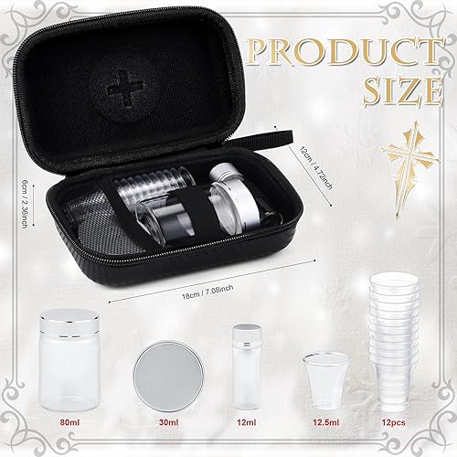 Miniatura 2 de Juego de 16 piezas de servicio de comunión portátil, regalos para sacerdotes católicos, juego de comunión 12 tazas de comunión, estuche rígido con