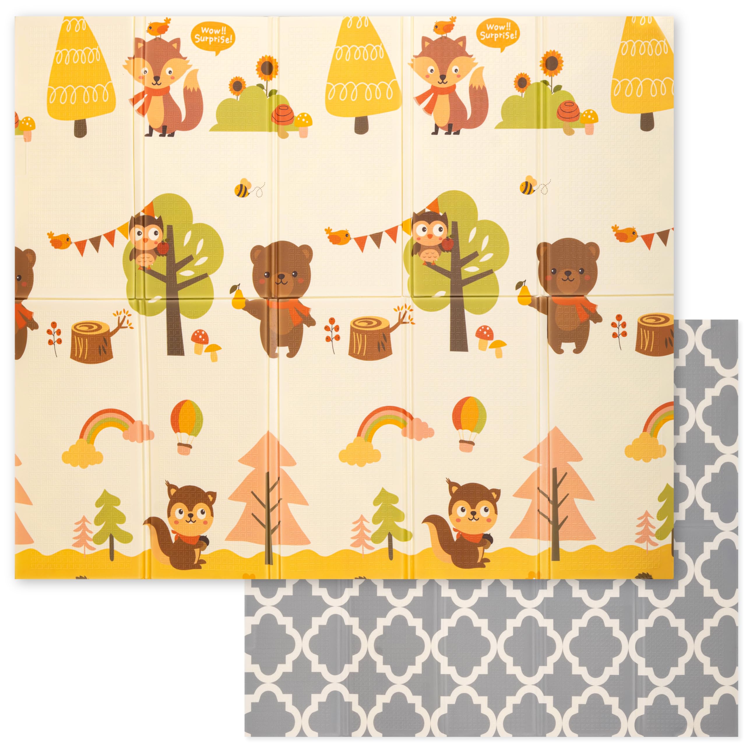 Alfombra Bebe Acolchada Plegable - Alfombra Bebe Sweety Fox 150x180x1cm - Alfombra Infantil Reversible, Plegable e Impermeable - Colchoneta Bebe Suelo para Jugar - Tapete Bebe - Zorro