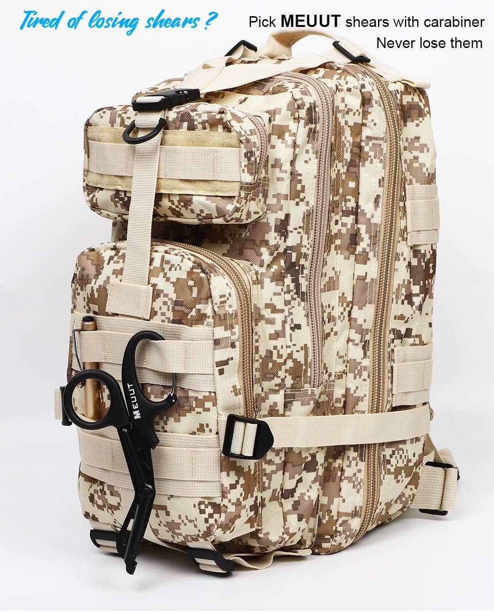 MEUUT 2 Pack Medical Scissors with Carabiner-7.5" Bandage Shears, Premium Quality Fluoride-Coated with Non-Stick Blades Stainless Steel EMT Scissors : Industrial & Scientific