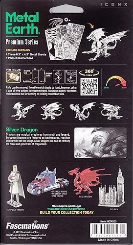 Miniatura 6 de Figura de dragón de plata Metal Earth IconX