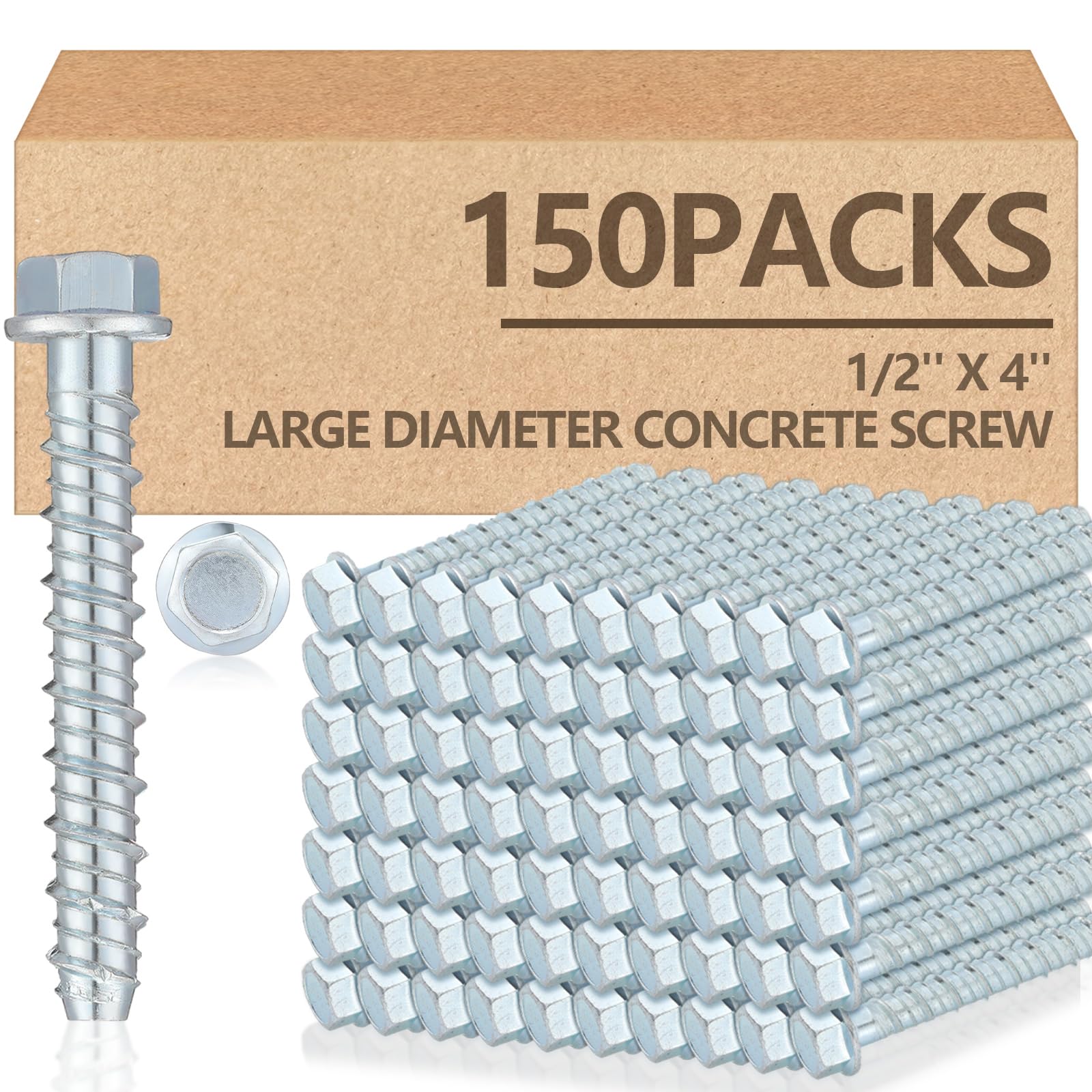 Concrete Anchors & Screws - 50 Pack -8 Concrete Anchors & Screws - 50 Pack -8