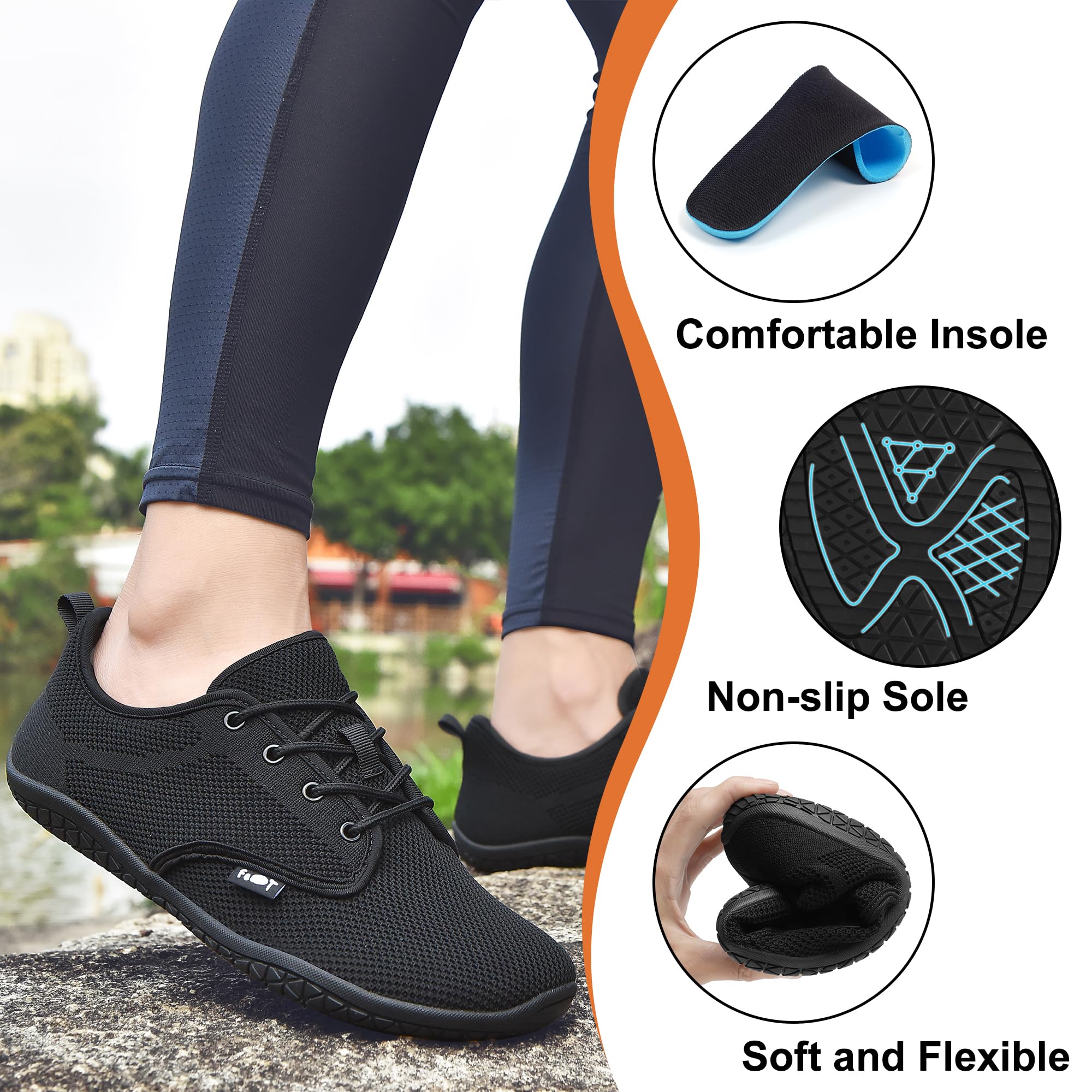 Geweo Unisex Barfußschuhe Breite Zehenbox Zero Drop Leicht Barfuss Sneaker