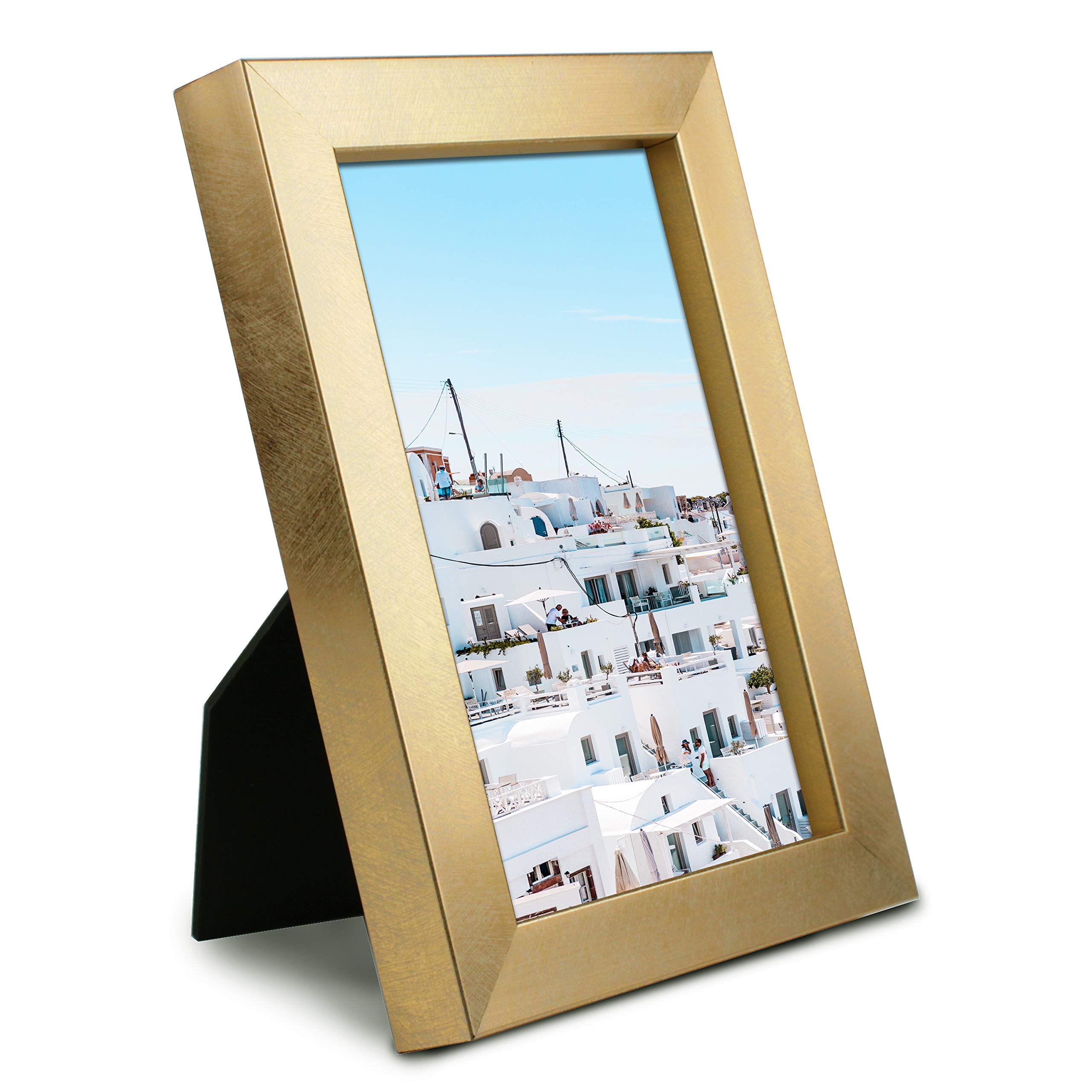 MIMOSA MOMENTS Metallic Picture Frame, Brushed Satin Finish, Photo Display for Desk (Gold, 4x6)