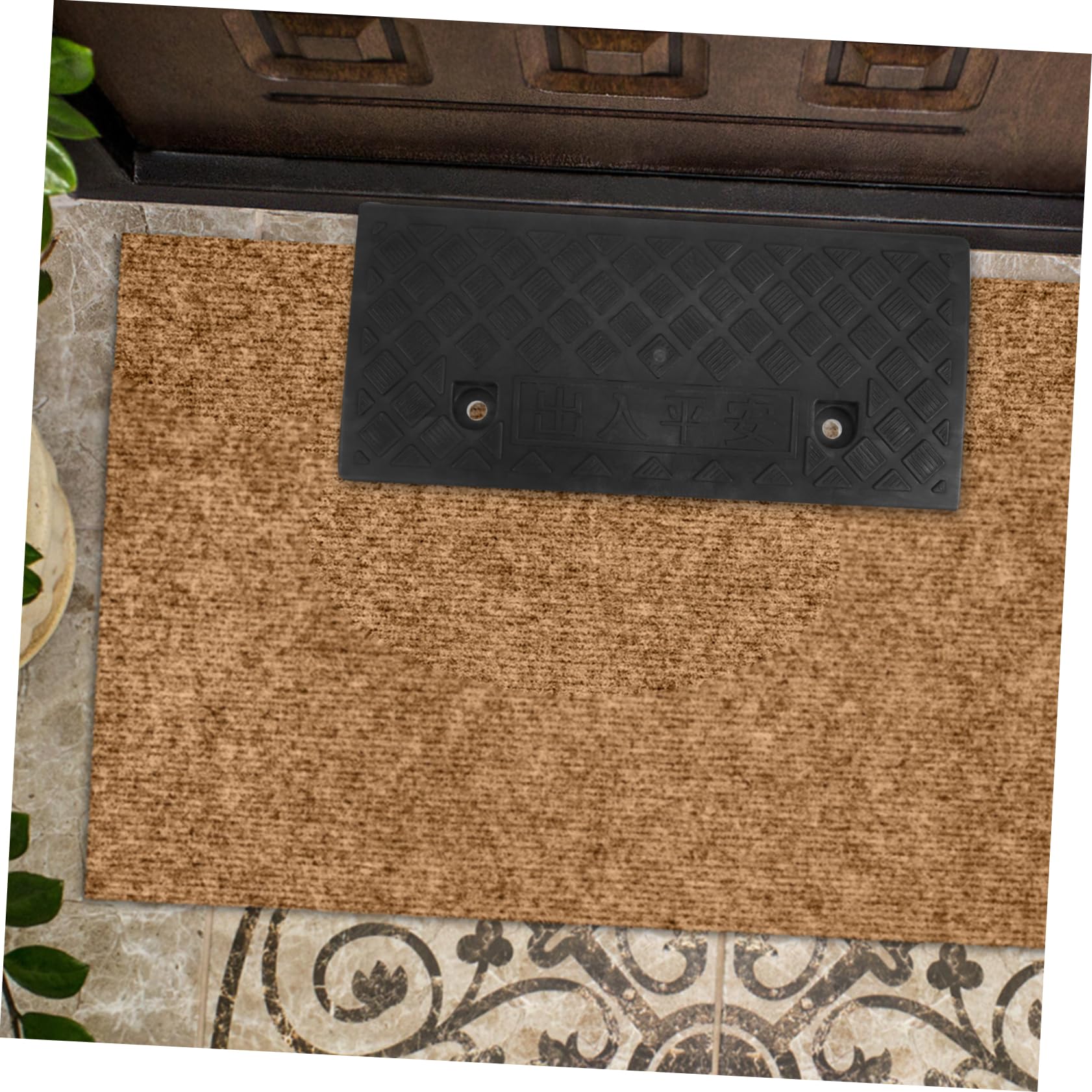 Rampe de Seuil en Caoutchouc Portable et Résistante aux Dommages pour Fauteuil Roulant et Skateboard, pour Hôtel et Boutique, Tapis de Rampe Noir Pratique