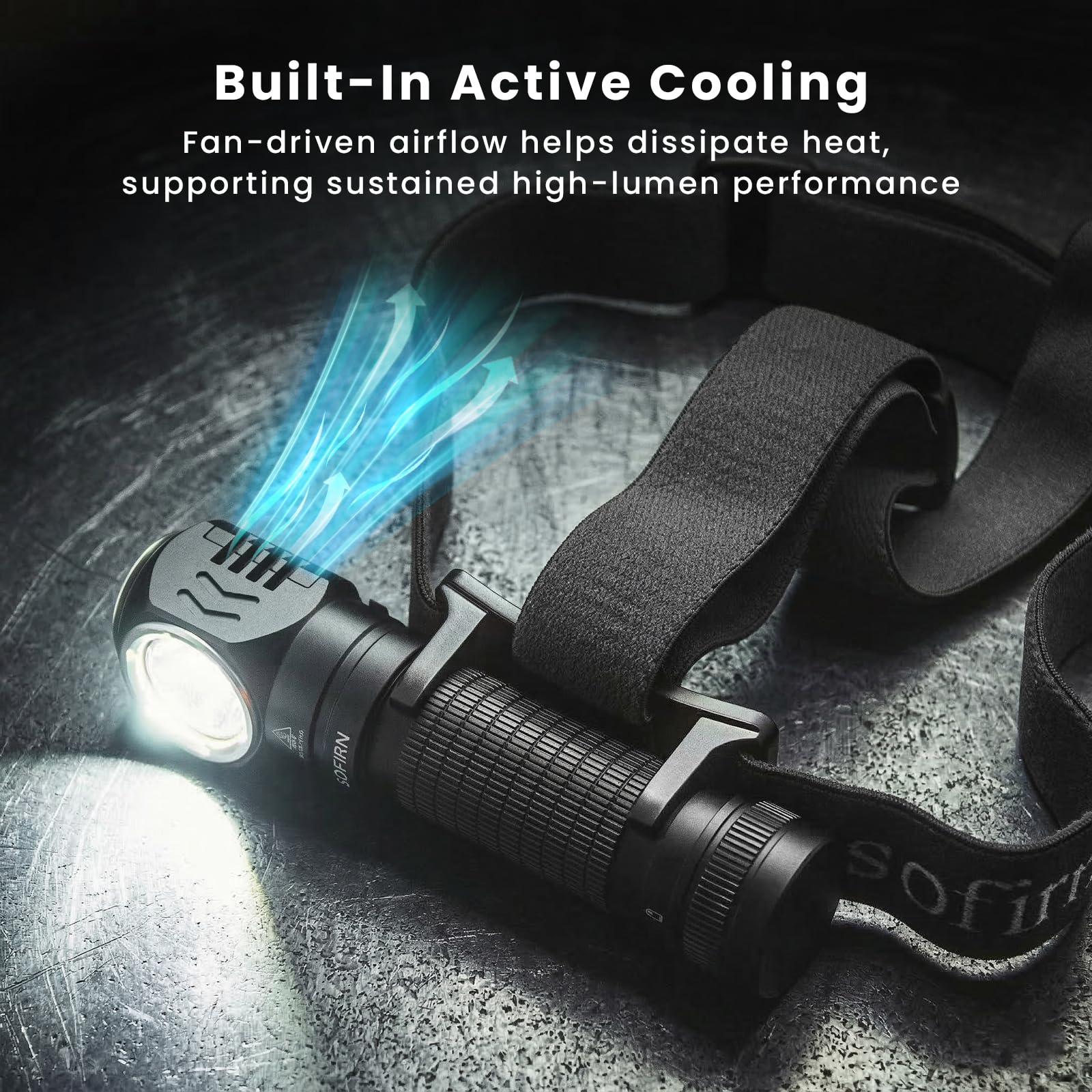 Sofirn HS45 Stirnlampe LED wiederaufladbar, aktiver Kühlung 3200LM Kopflampe, konstante Lichtleistung ohne Leistungsabfall, USB-C aufladbar, IPX6 wasserdicht für Reparatur, Arbeit, Outdoor und Camping