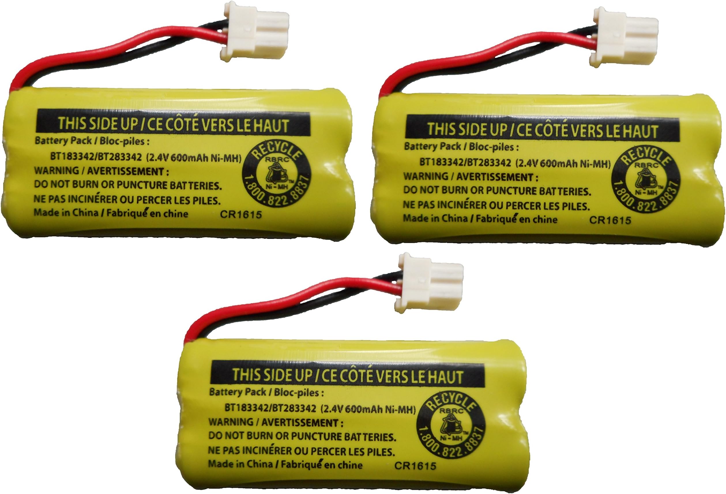 JustGreatDealz Battery BT183342 / BT283342 for Vtech AT&T Cordless Telephones CS6114 CS6419 CS6719 EL52300 CL80111 (3-Pack)