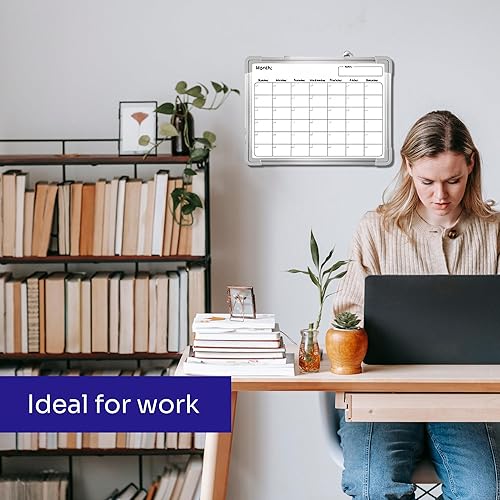 Miniatura 7 de Pizarra magnética de borrado en seco de doble cara para pared, pequeña pizarra blanca para calendario mensual y pizarra de borrado en seco, pizarra