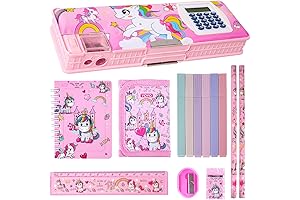 Vintage 90s Style Unicorn Stationery Set with Pencil Case and School Supplies