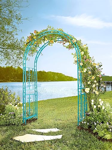 Plow & Hearth Arch - Cenador de metal para jardín al aire libre, Montebello, 84 pulgadas de alto x 53 pulgadas de ancho x 23 pulgadas de