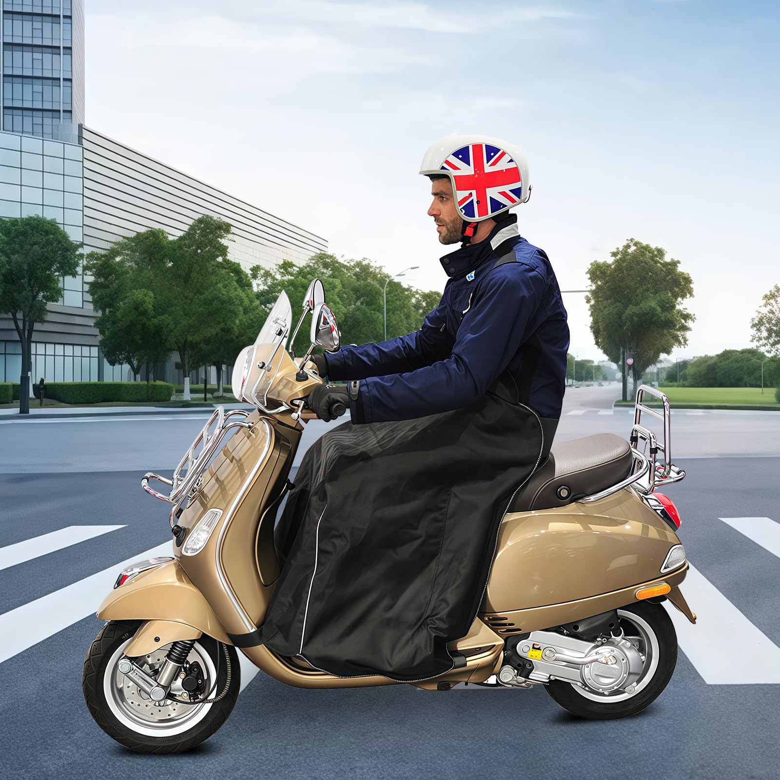Copertura Termica Per Gambe Scooter - Grembiule Impermeabile E Antivento Con Fodera In Pile, Riflettente, Per Inverno E Città