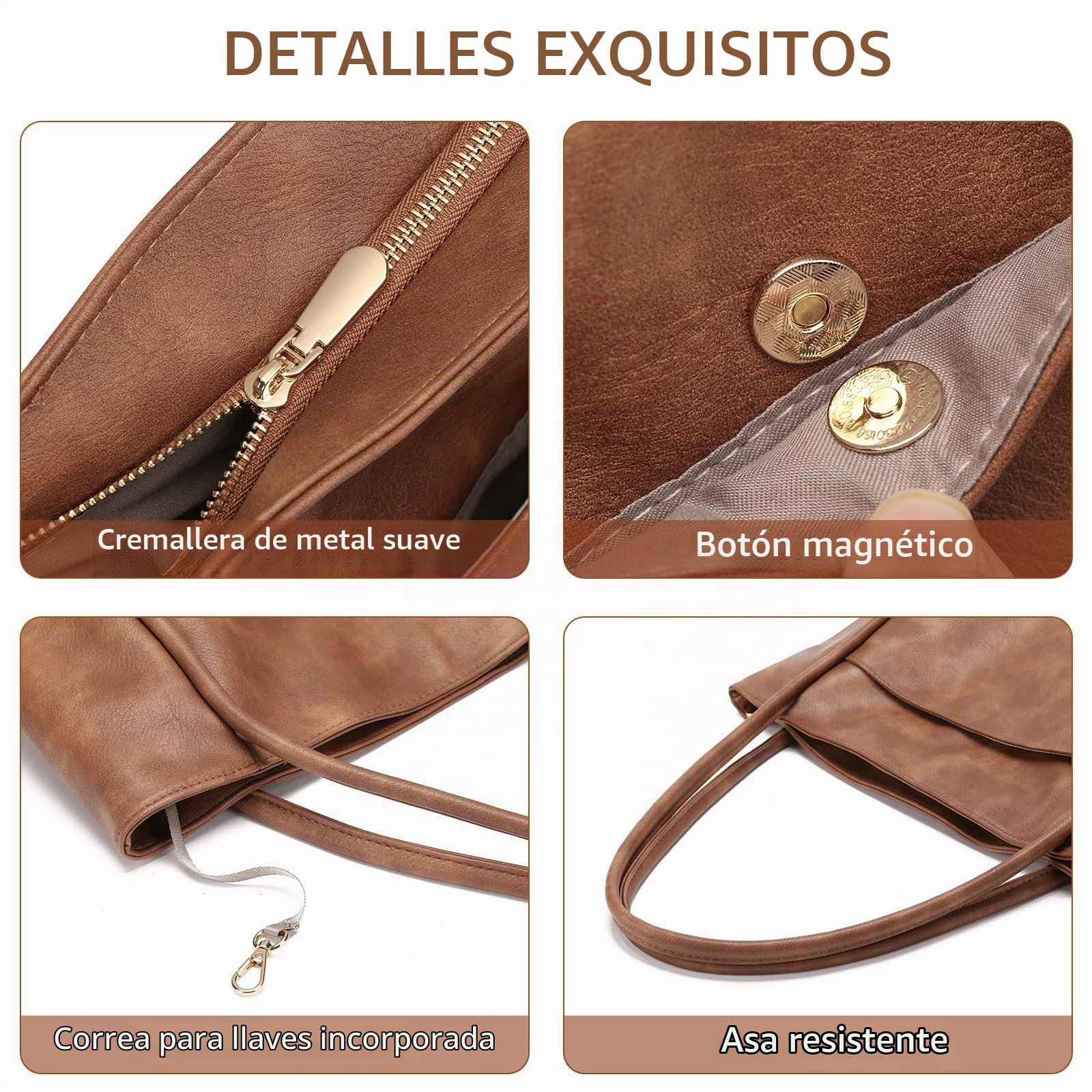 GAEKEAO Bolso Bandolera para Mujer para Universitarias Trabajo Shopper PU Cuero Bolso Hombro Bolsa de Mano Tote