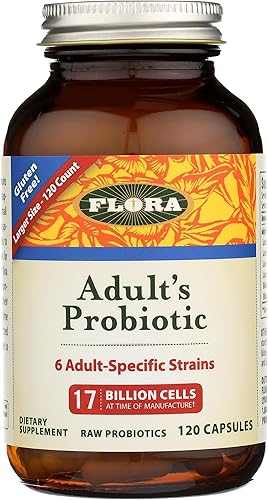 Cápsulas probióticas para adultos de Flora de 120 unidades - 17 mil millones de CFU - Vegetariana sin gluten - para adultos de 19 a 54 años elección