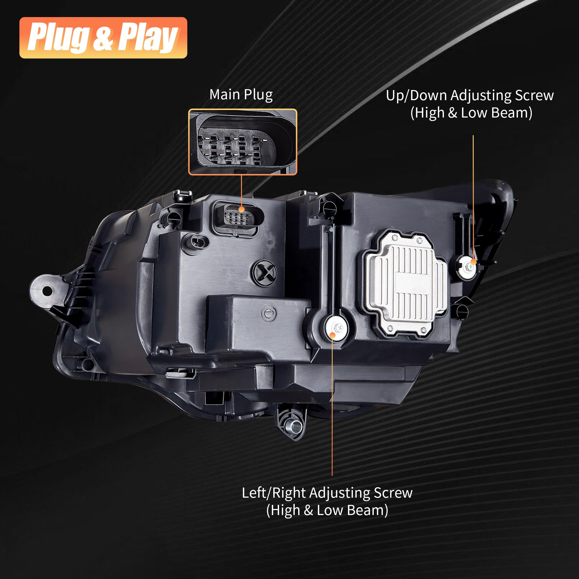 VLAND Faro Full LED para Transporter T6.1 Multivan Caravelle 2019-2024, 1 par (lado del conductor y del pasajero)