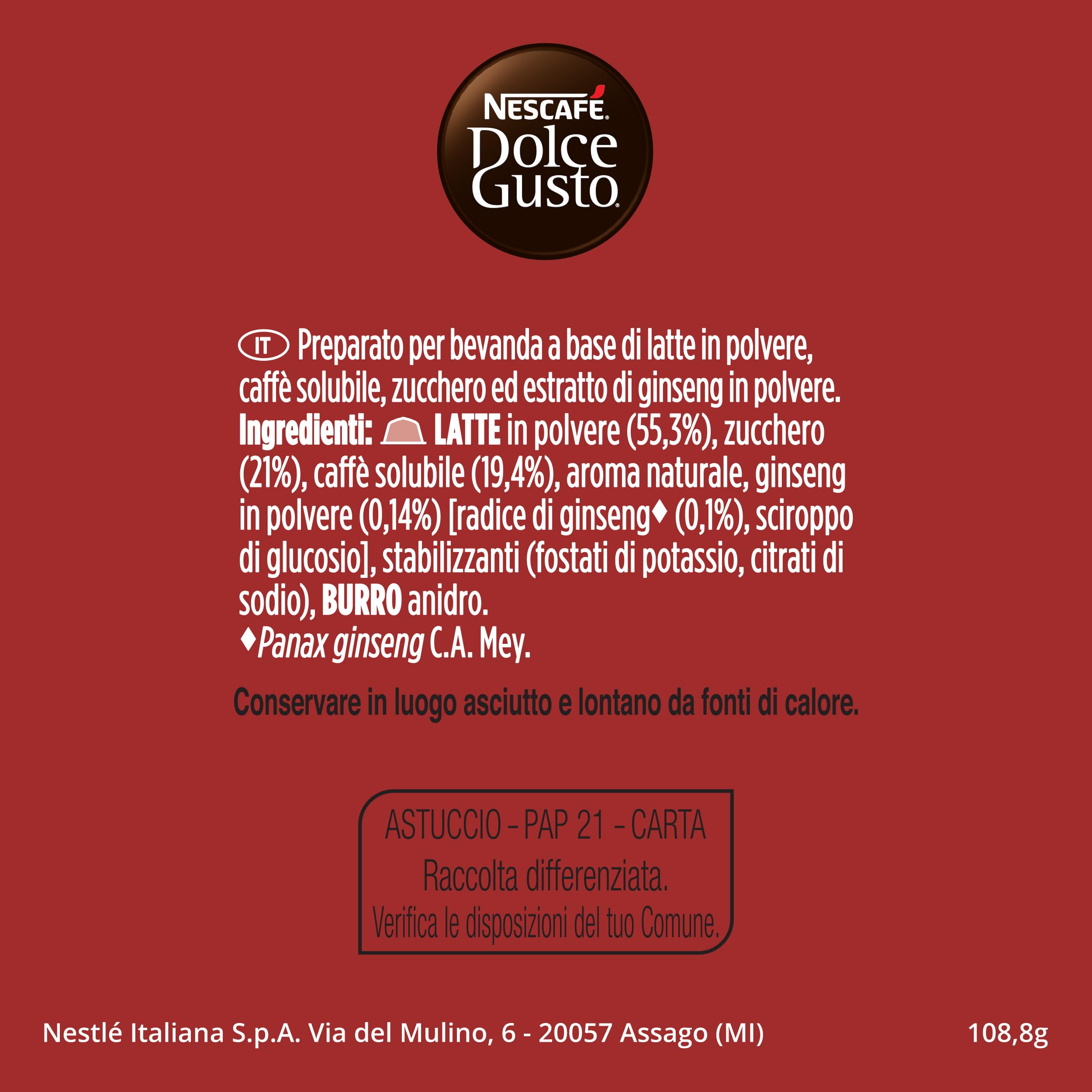 NESCAFÉ DOLCE GUSTO Caffè Ginseng, 6 Confezioni da 16 Capsule (96 Capsule Compatibili Nescafé Dolce Gusto)