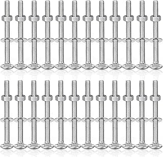 25 Sets Stainless Steel Carriage Bolts and Nuts Kit Round Head Square Neck Carriage Bolts Screws and Hex Nuts & Flat Washers, 304 Stainless Steel 18-8 Full Thread Coverage (1/4-20 x 3")