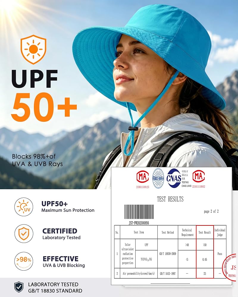 Amazon.com : Water-Resistant Sun UPF 50+ Bucket Hat  display picture 3