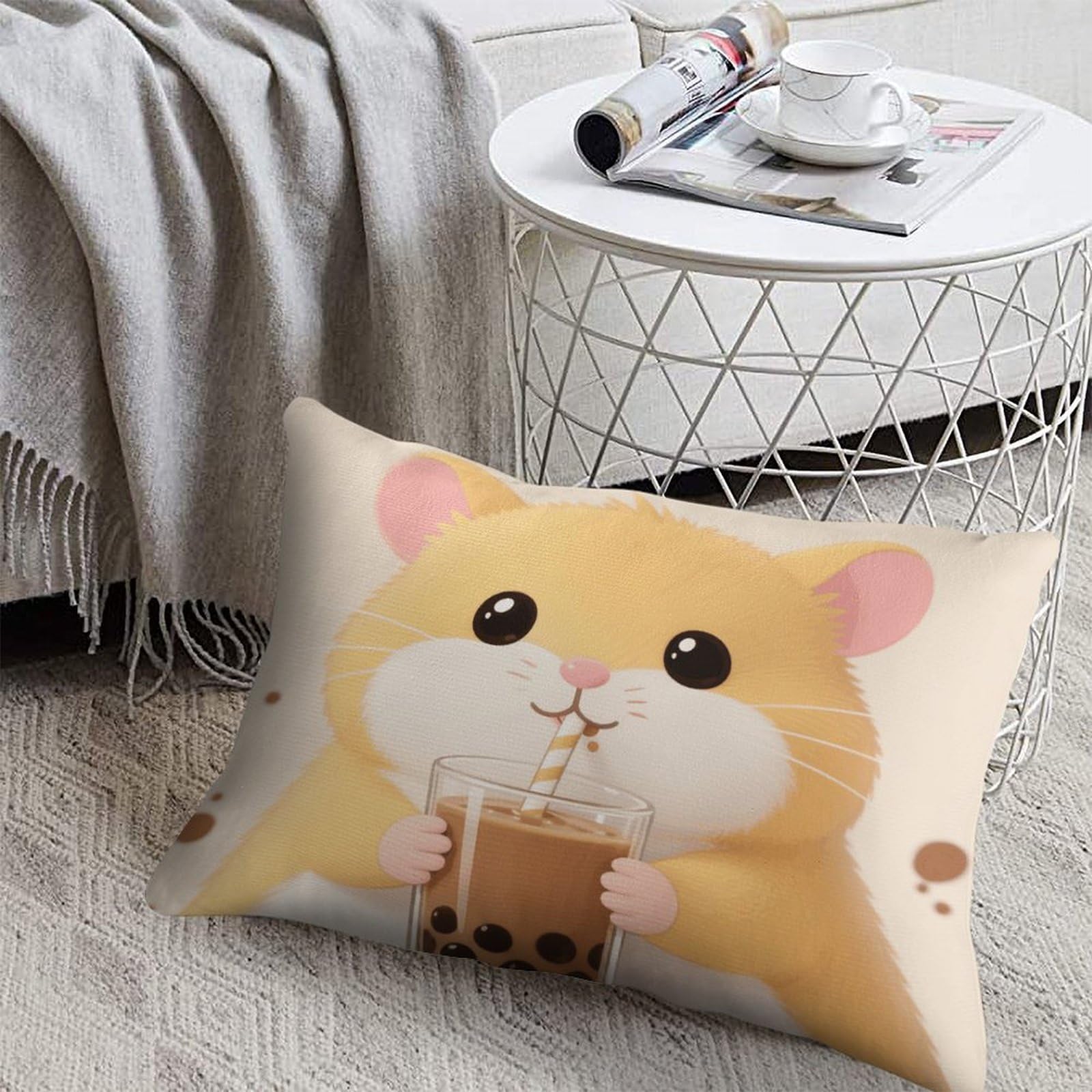 FodPand Decorative Throw Pillow Covers 8x12 Short Plush Hamster Body Pillowcase Cushion Cases with Invisible Zipper Rectangle Lumbar Pillow Shells for Sofa Couch Chair Bed Home Decor