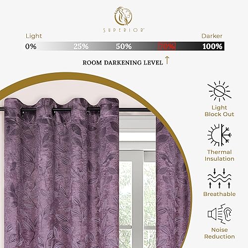 Miniatura 3 de Superior Cortinas opacas, oscurecimiento de la habitación para dormitorio, bloqueo solar, térmicas, cortinas bohemias modernas, colección de hojas,