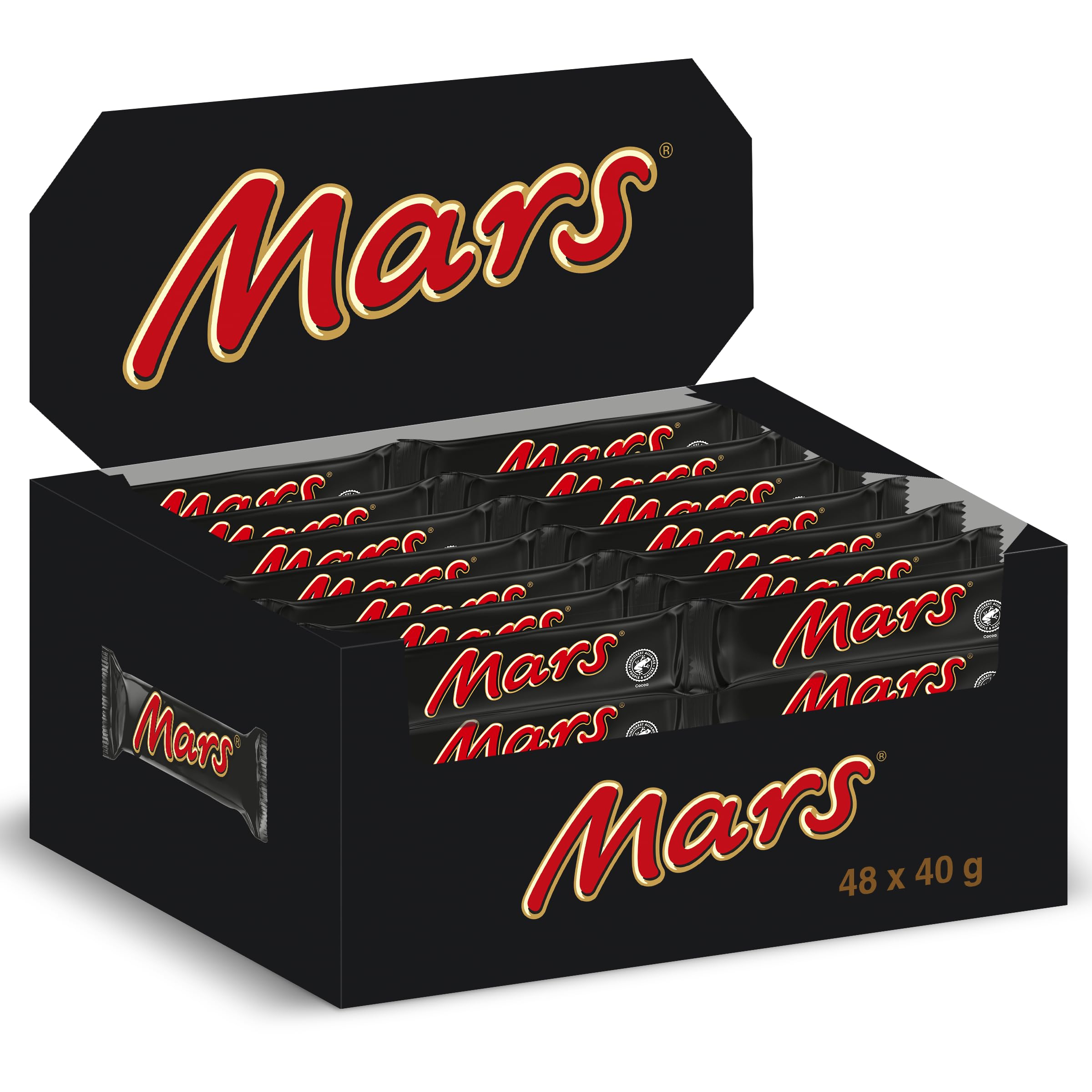 Mars Chocolate Bars Bulk Box of 48 x 40g, Chocolate Multipack, Milk Chocolate, Caramel & Nougat Chocolate Snack Bars, Ideal for Sharing, Movie Nights & Party Bags, Value Pantry Pack