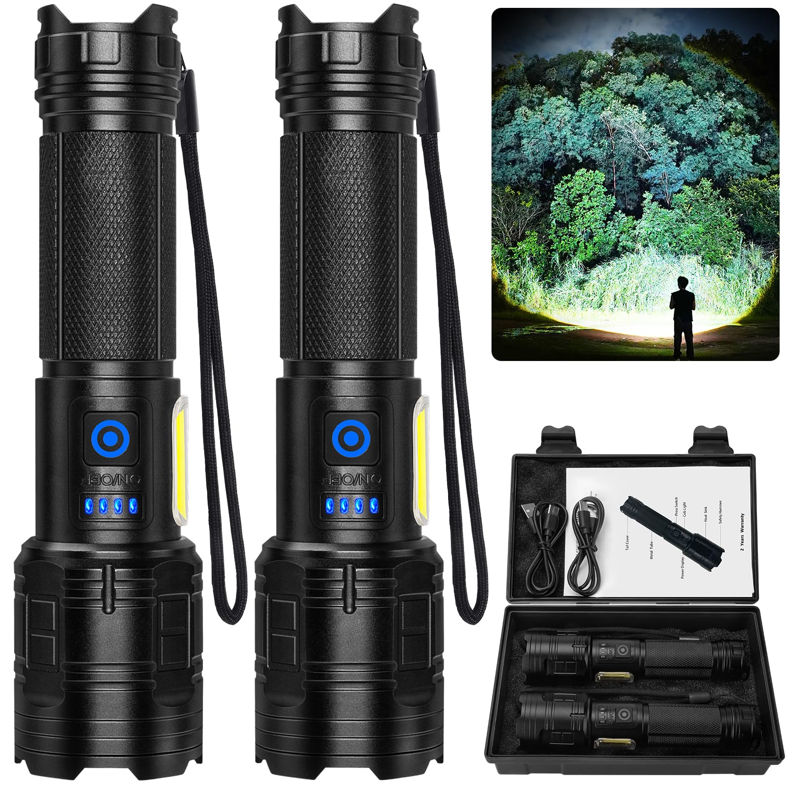 ALSTU 2 Pack Rechargeable Flashlights