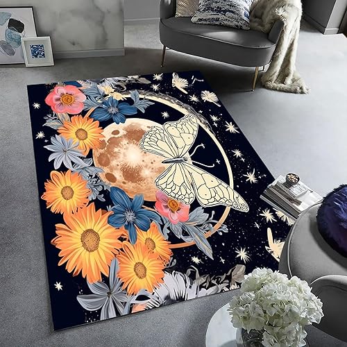 Miniatura 3 de Alfombra antideslizante de arte abstracto de mariposas para sala de estar, dormitorio, comedor y cocina