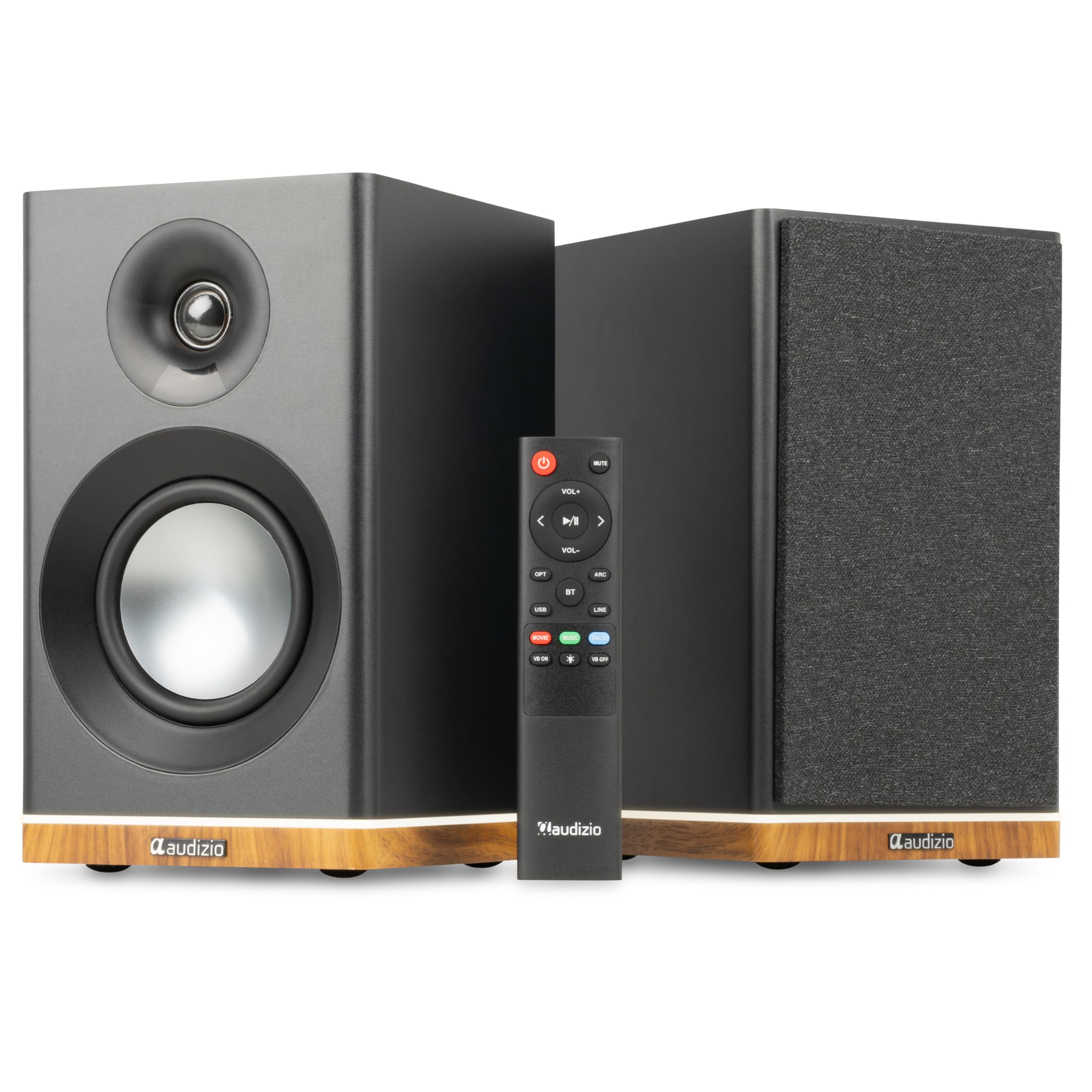 Audizio KS12 Aktiv Lautsprecher Boxen Set 80 Watt - HiFi Boxen mit Bluetooth 5.3, Ambiente-Licht, HiFi Lautsprecher mit Verstärker für TV & PC, Sub-Out, HDMI, Optisch, USB & Fernbedienung - Schwarz
