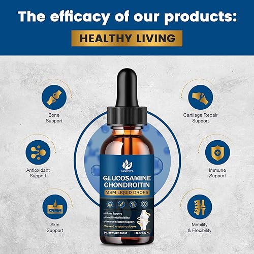 Miniatura 4 de Gotas líquidas de glucosamina condroitina MSM, alta absorción, antioxidante, inmune, apoyo óseo, suplemento MSM para hombres y mujeres, vegano, sin