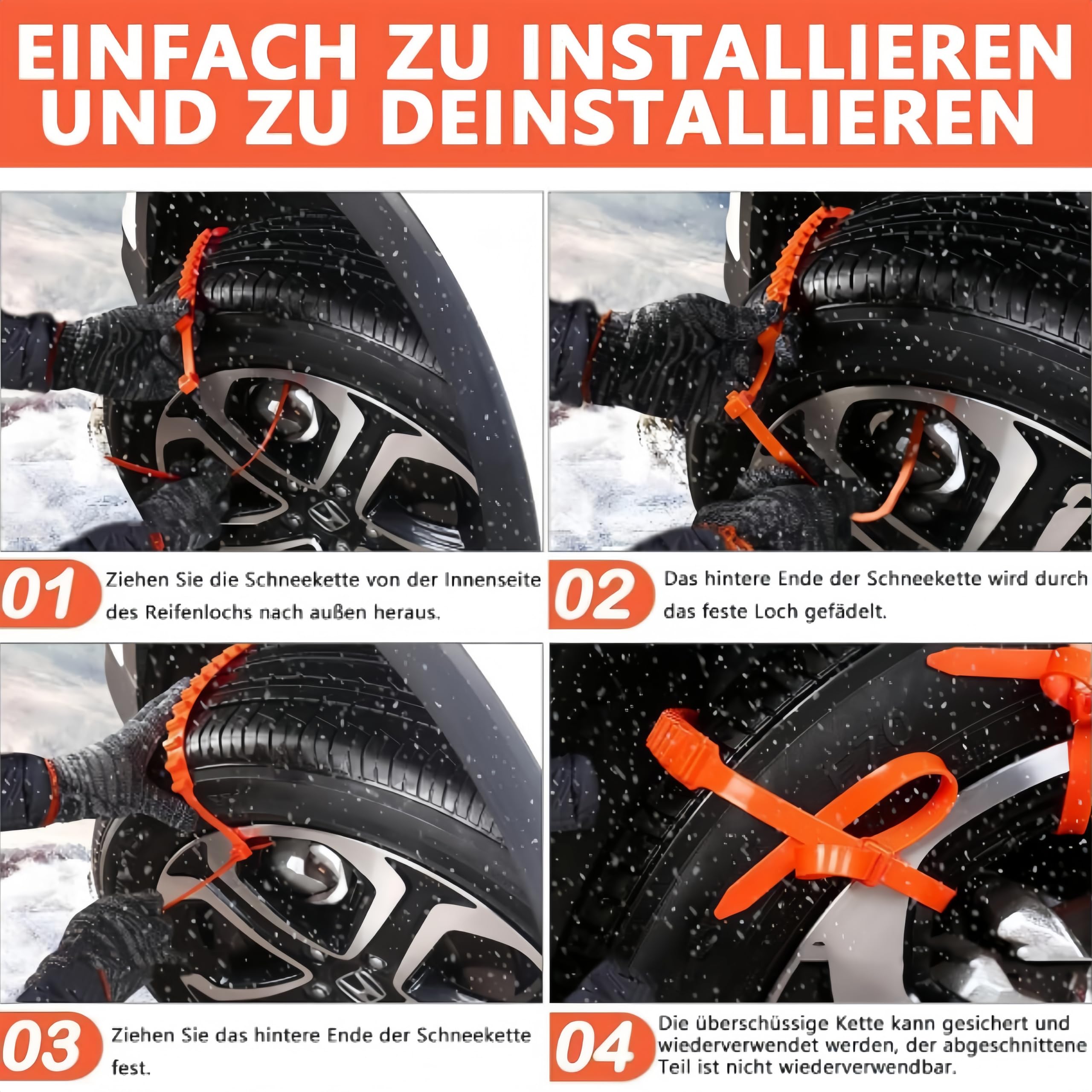 26 Stück Auto Schneeketten Universal Reifenketten Schnee Reifen Kette Schneeketten Wiederverwendbar Schneereifen Ketten Universal Notfall Anfahrhilfe Bei Schnee Und Eis